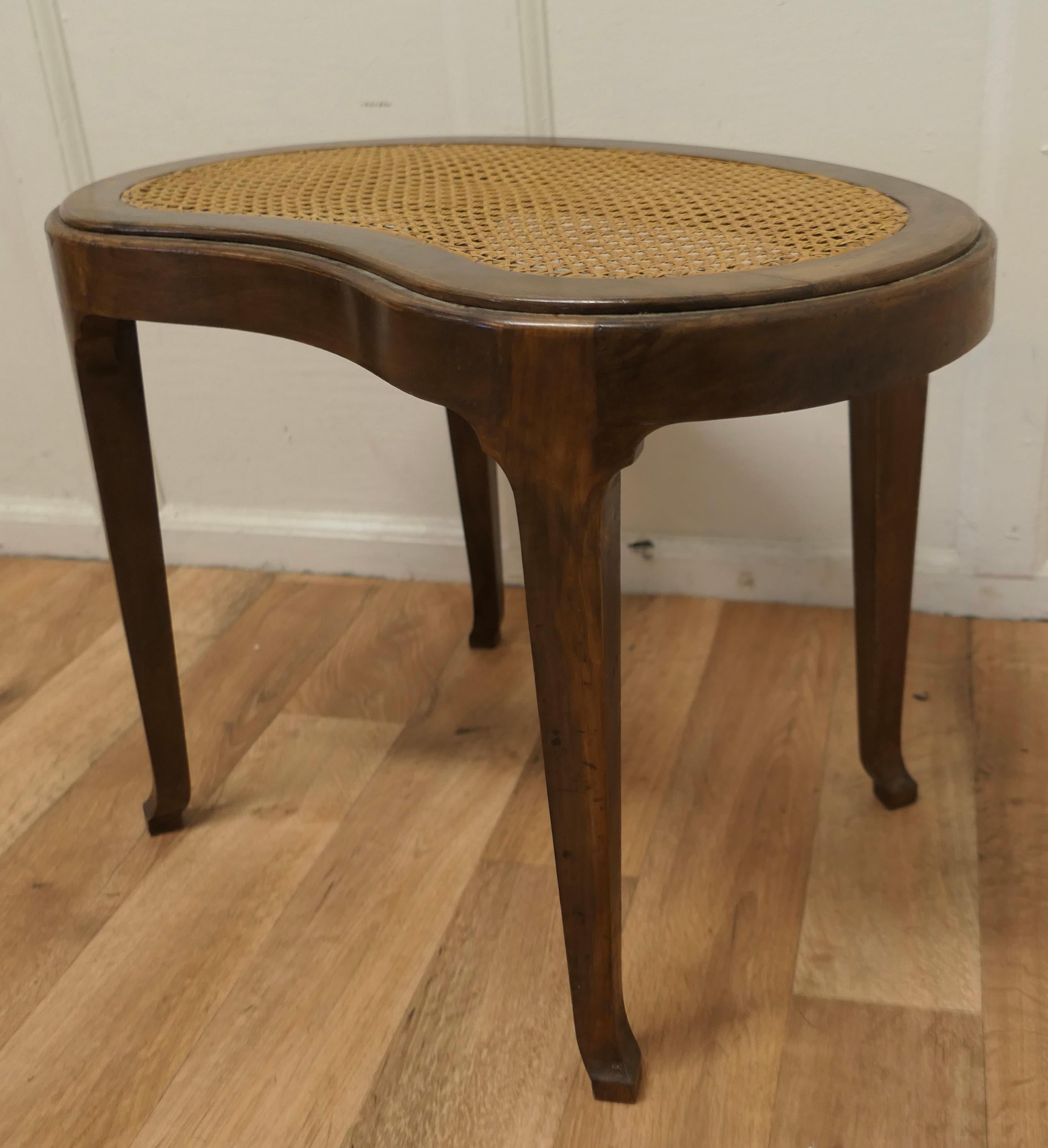 20th Century French Empire Style Bergère Kidney Shaped Stool For Sale
