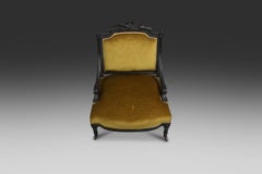 French Empire style  Black Wood and Velvet Armchair, 1850s
