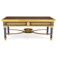 French Empire Style Blue Lapis Lazuli Gold Ormolu Gilt Bronze Coffee Table