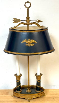 French Empire-Style Bouillotte Lamp with Napoleonic Eagle Motif, circa 1925