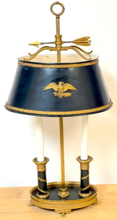Lampe Bouillotte de style Empire français avec motif d'aigle napoléonien, vers 1925