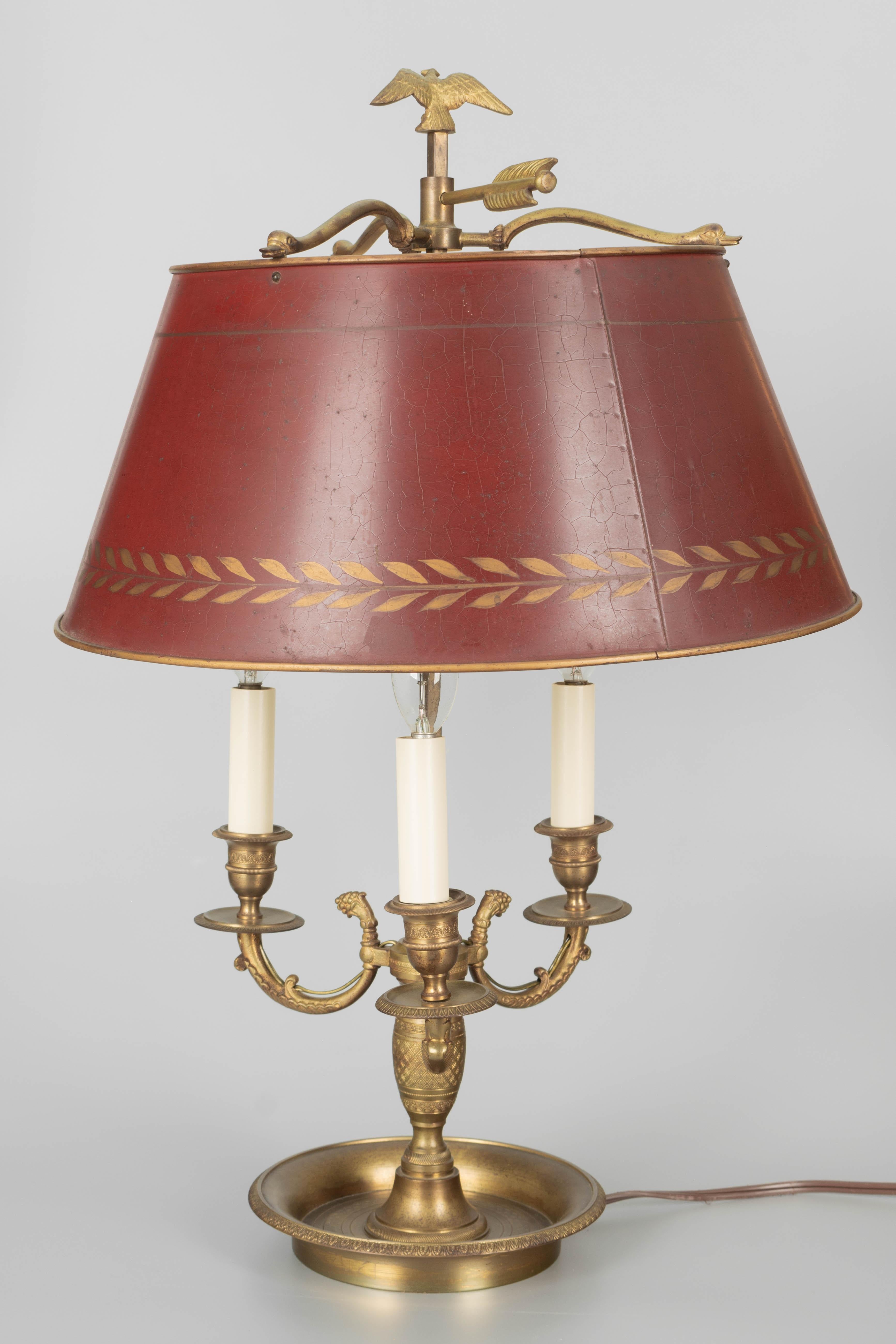 French Empire Style Bouillotte Table Lamp In Good Condition In Winter Park, FL