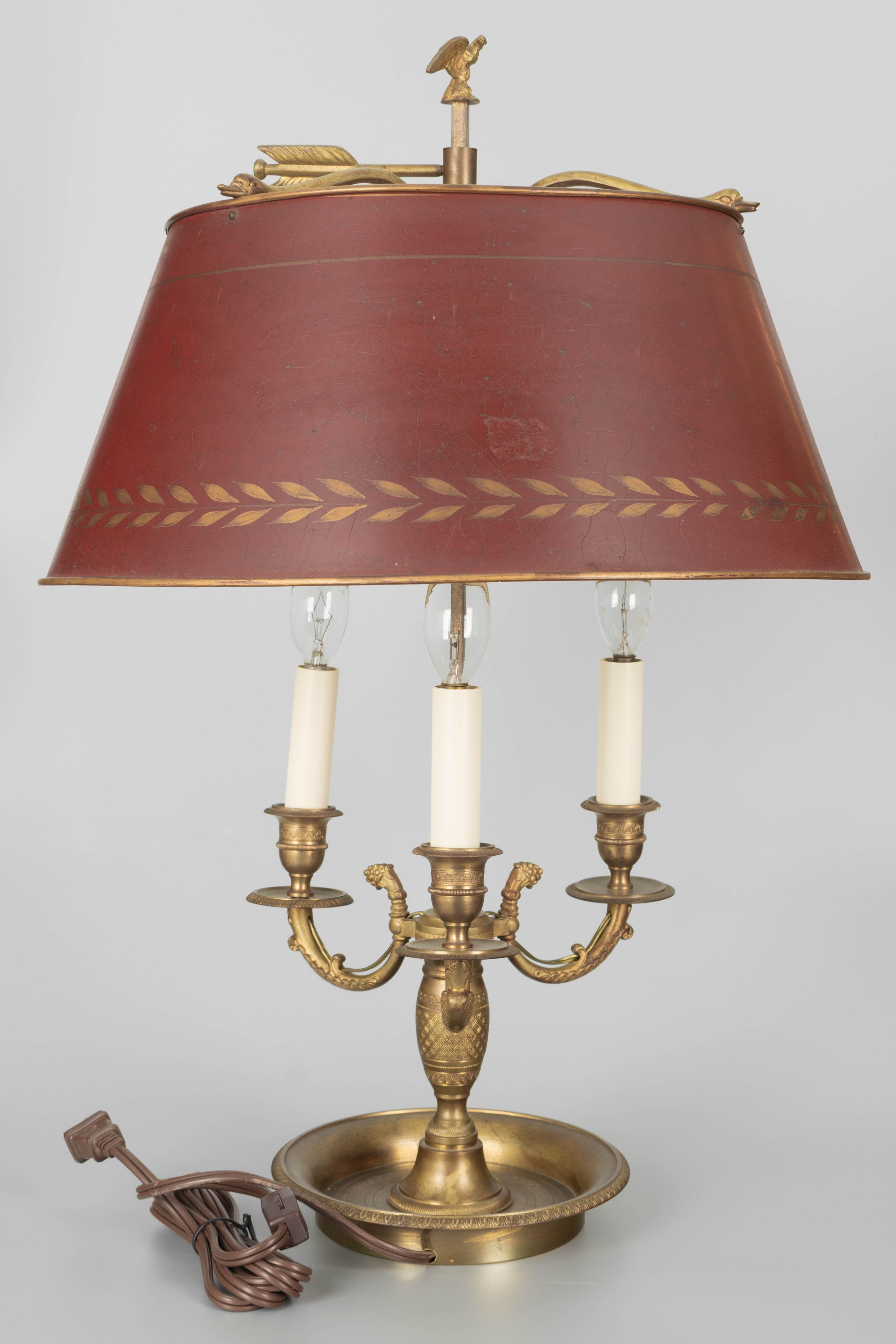 20th Century French Empire Style Bouillotte Table Lamp