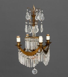 French Empire Style Brass and Crystal Chandelier