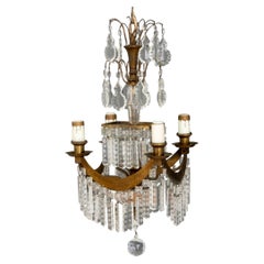 French Empire Style Brass and Crystal Chandelier