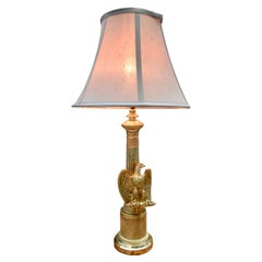 French Empire style Brass Column Lamp with an Eagle