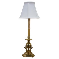 Lampe de table de style Empire en laiton Delphin Dauphin Poisson Koi Orbe Chandelier