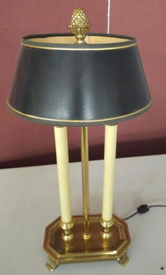 French Empire Style Brass Double Bouillotte Table Lamp