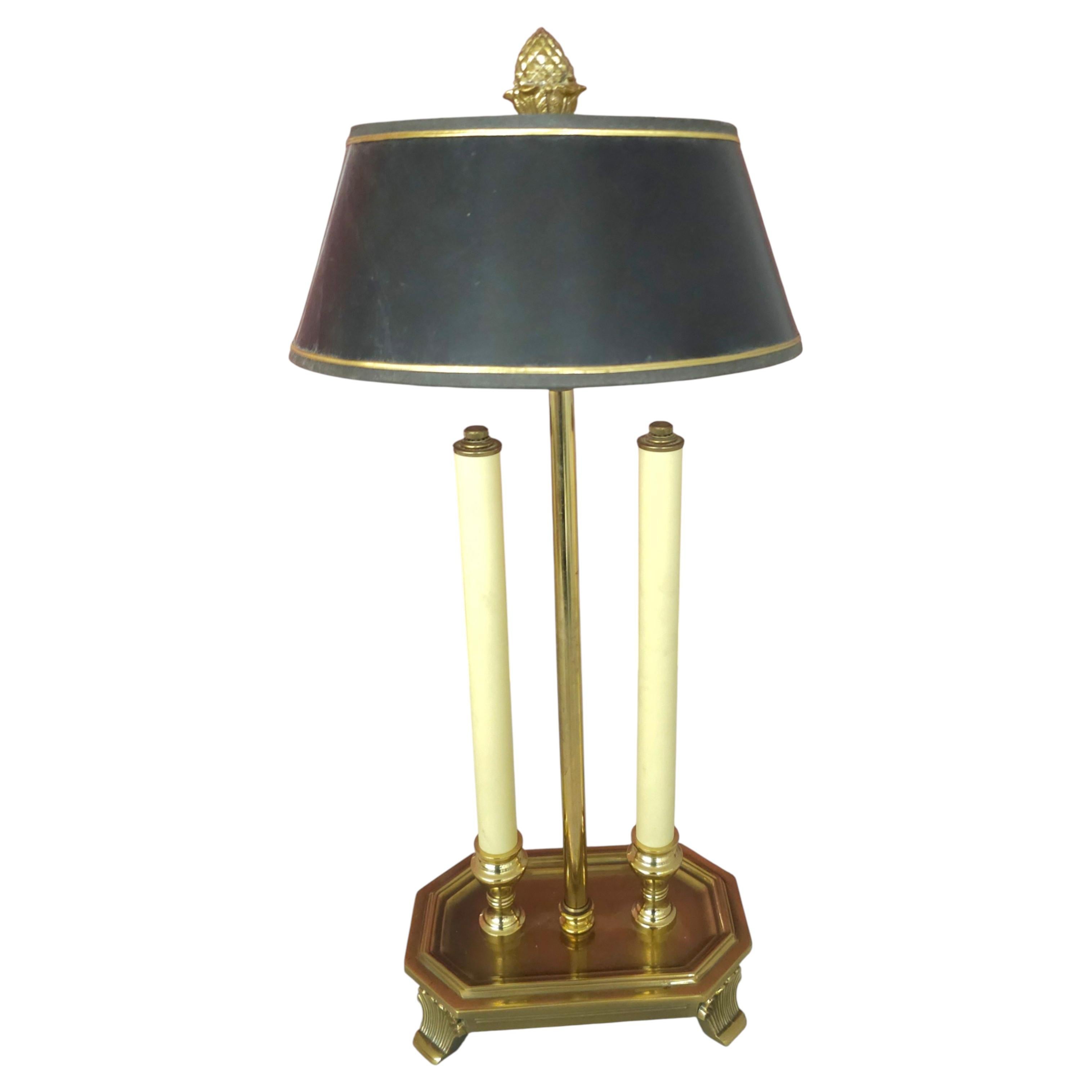 French Empire Style Brass Double Bouillotte Table Lamp