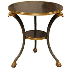 French Empire Style Brass Gueridon Table with Eagles