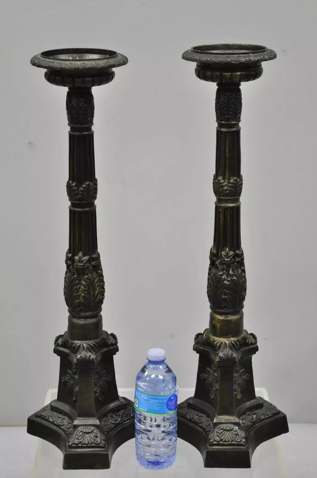 Portacandele Prickets in stile impero francese in bronzo da 26