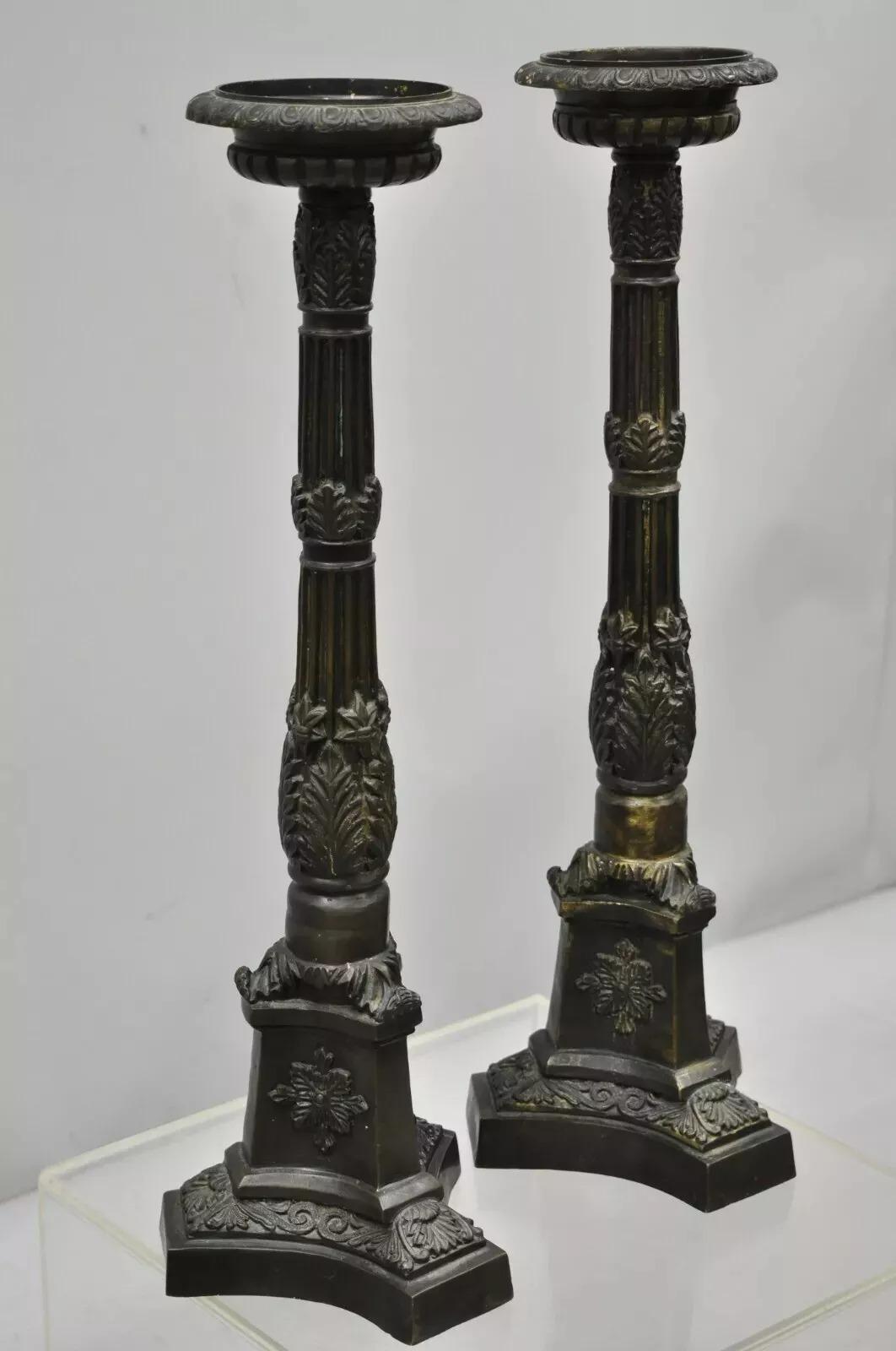 Portacandele Prickets in stile impero francese in bronzo da 26