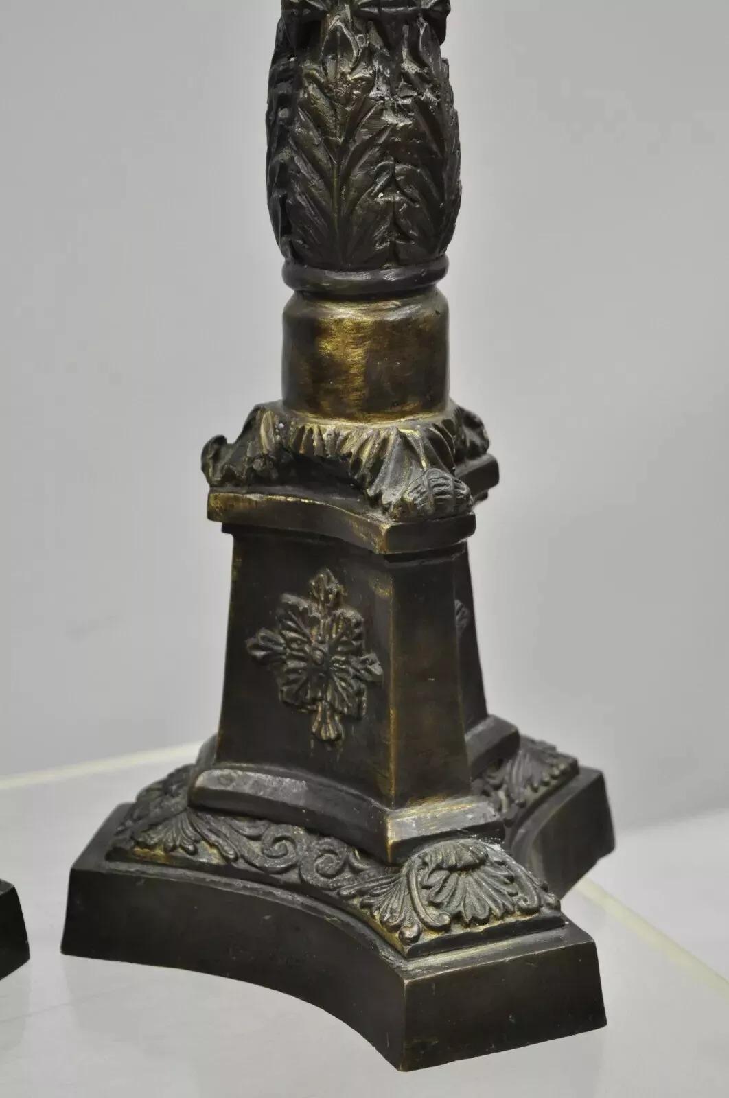 Portacandele Prickets in stile impero francese in bronzo da 26