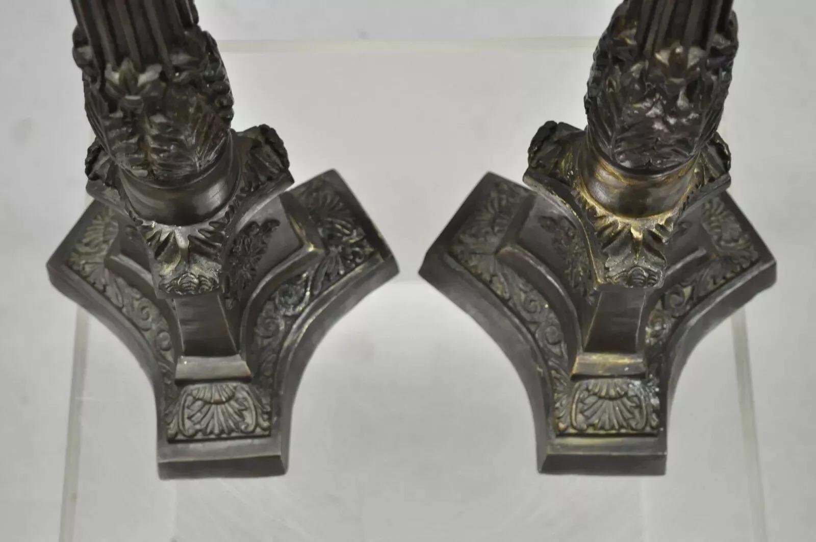 Ottone Portacandele Prickets in stile impero francese in bronzo da 26