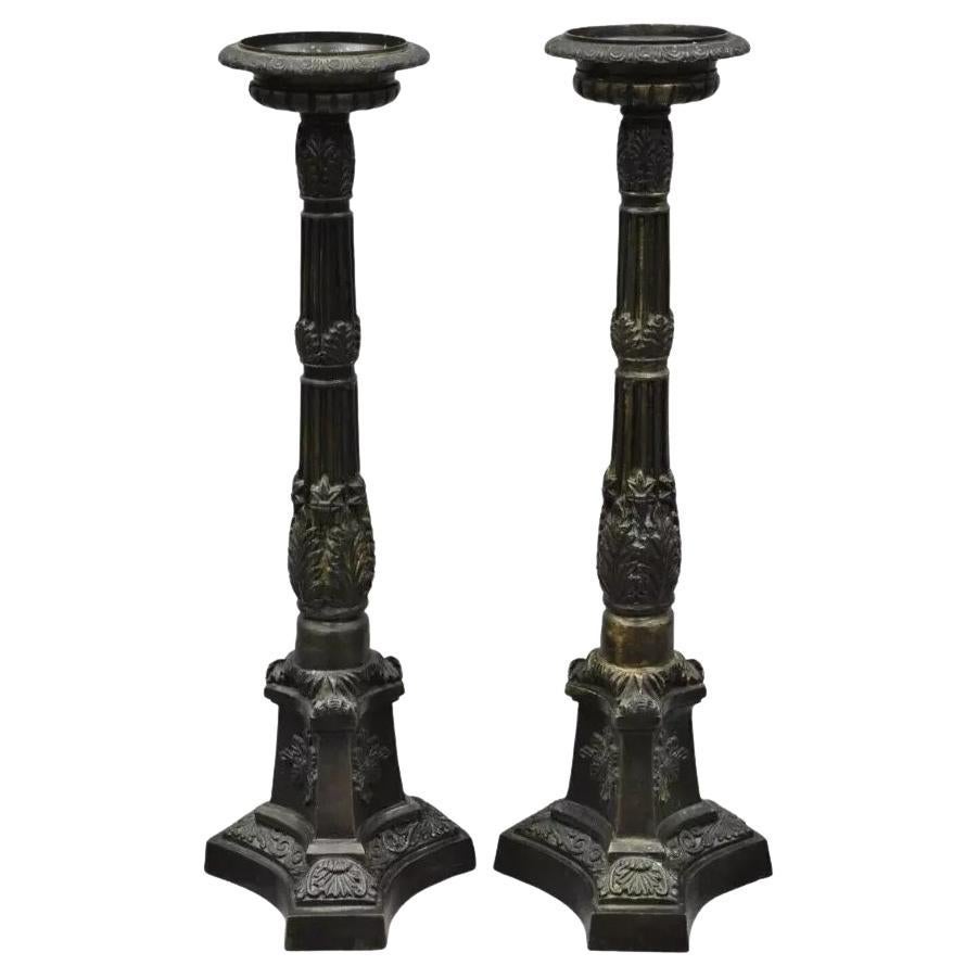 Französische Bronze 26" Kerzenständer im Empire-Stil mit Prickets, Kerzenhaltern aus Bronze, Paar