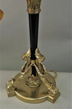French Empire Style Bronze and Art Glass Table Lamp