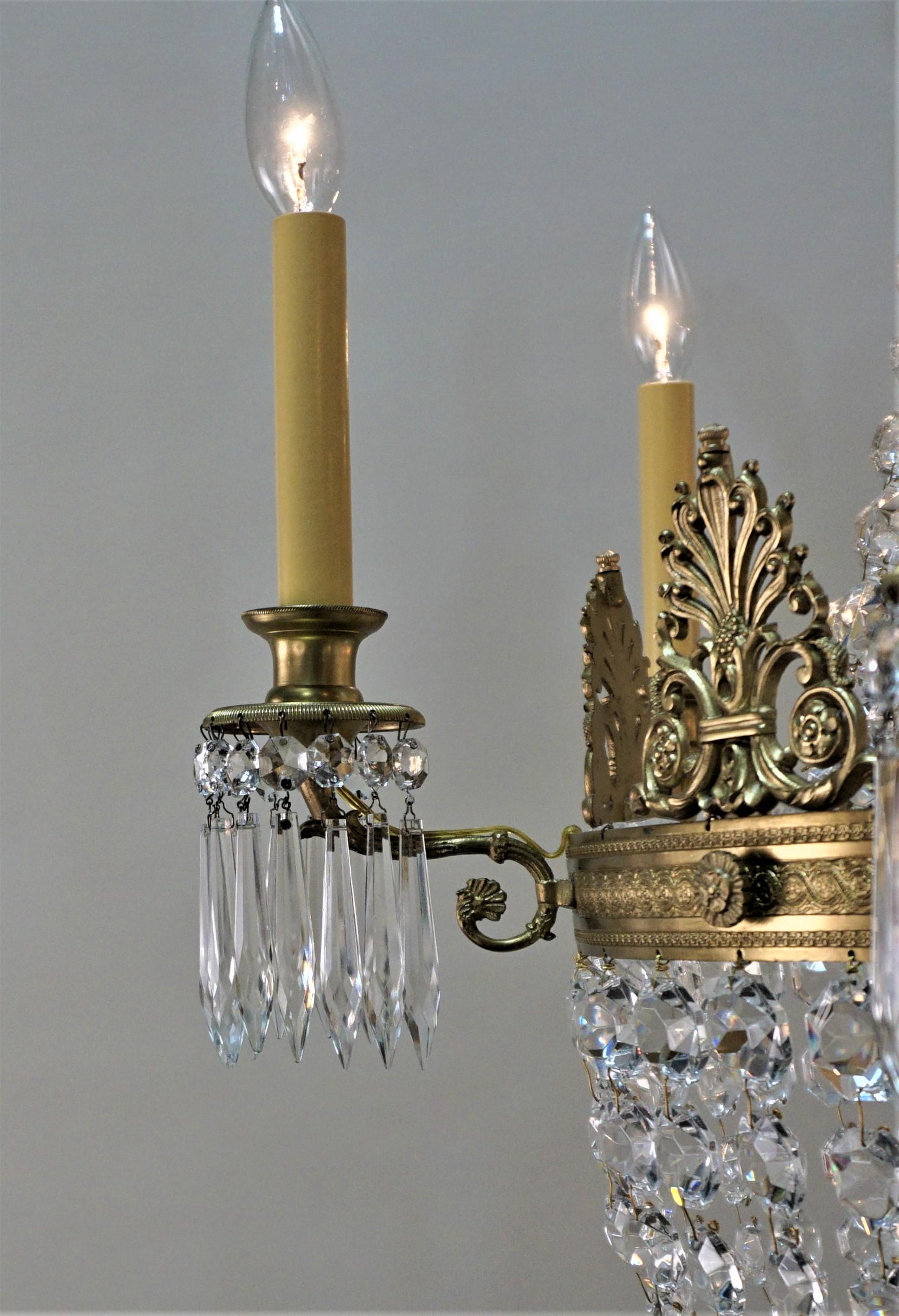 French Empire Style Bronze and Crystal Chandelier 1