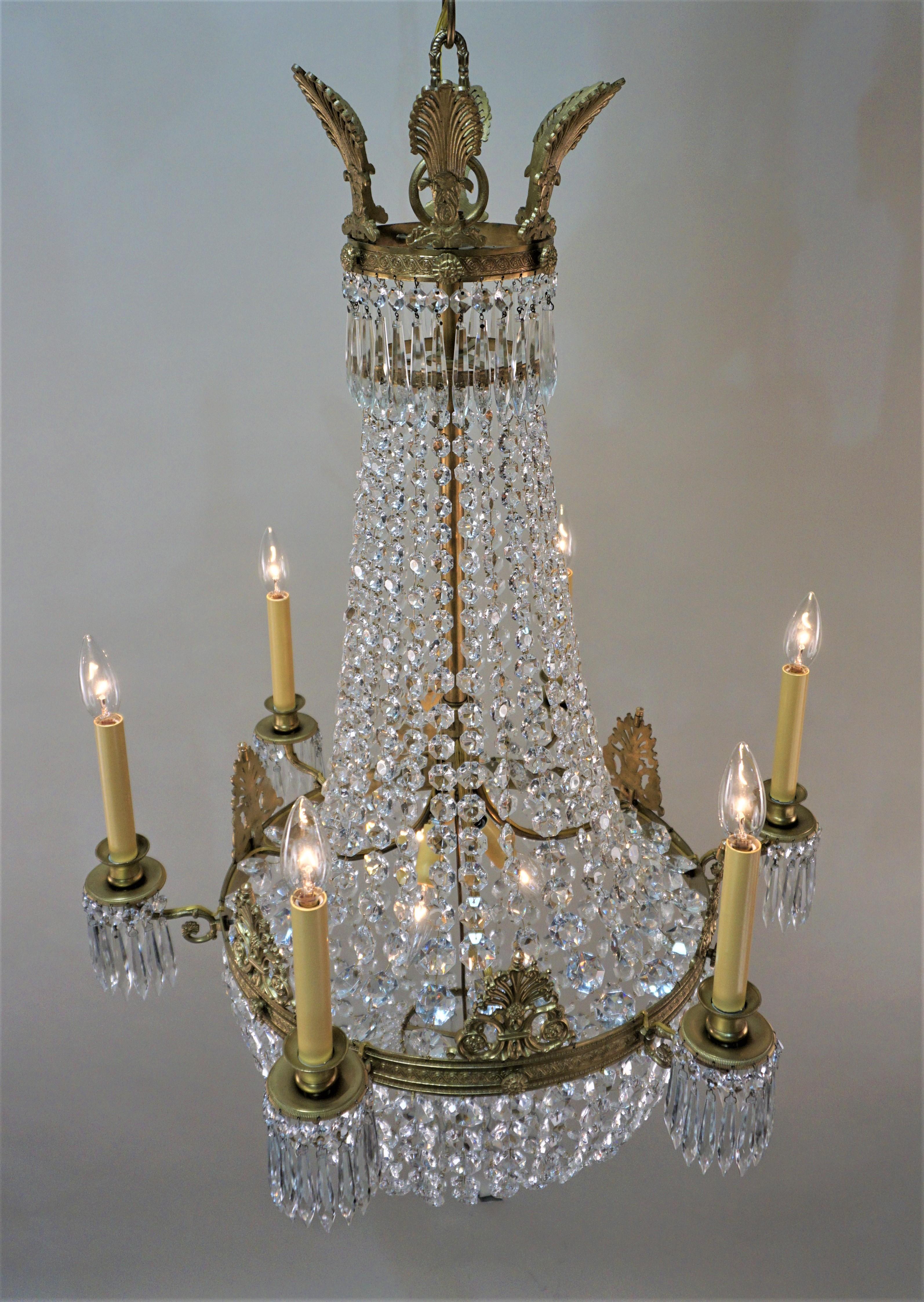 French Empire Style Bronze and Crystal Chandelier 2
