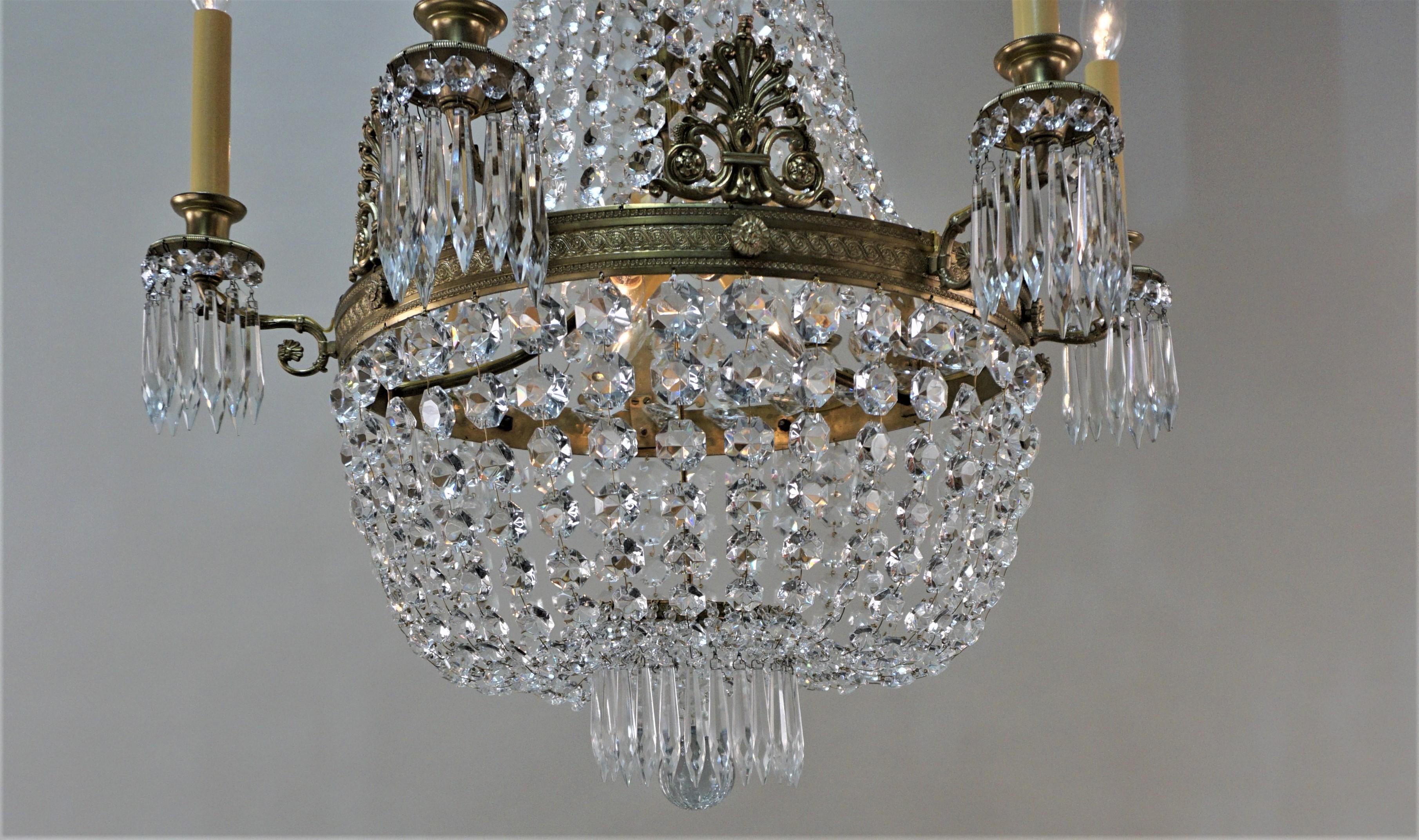 French Empire Style Bronze and Crystal Chandelier 4