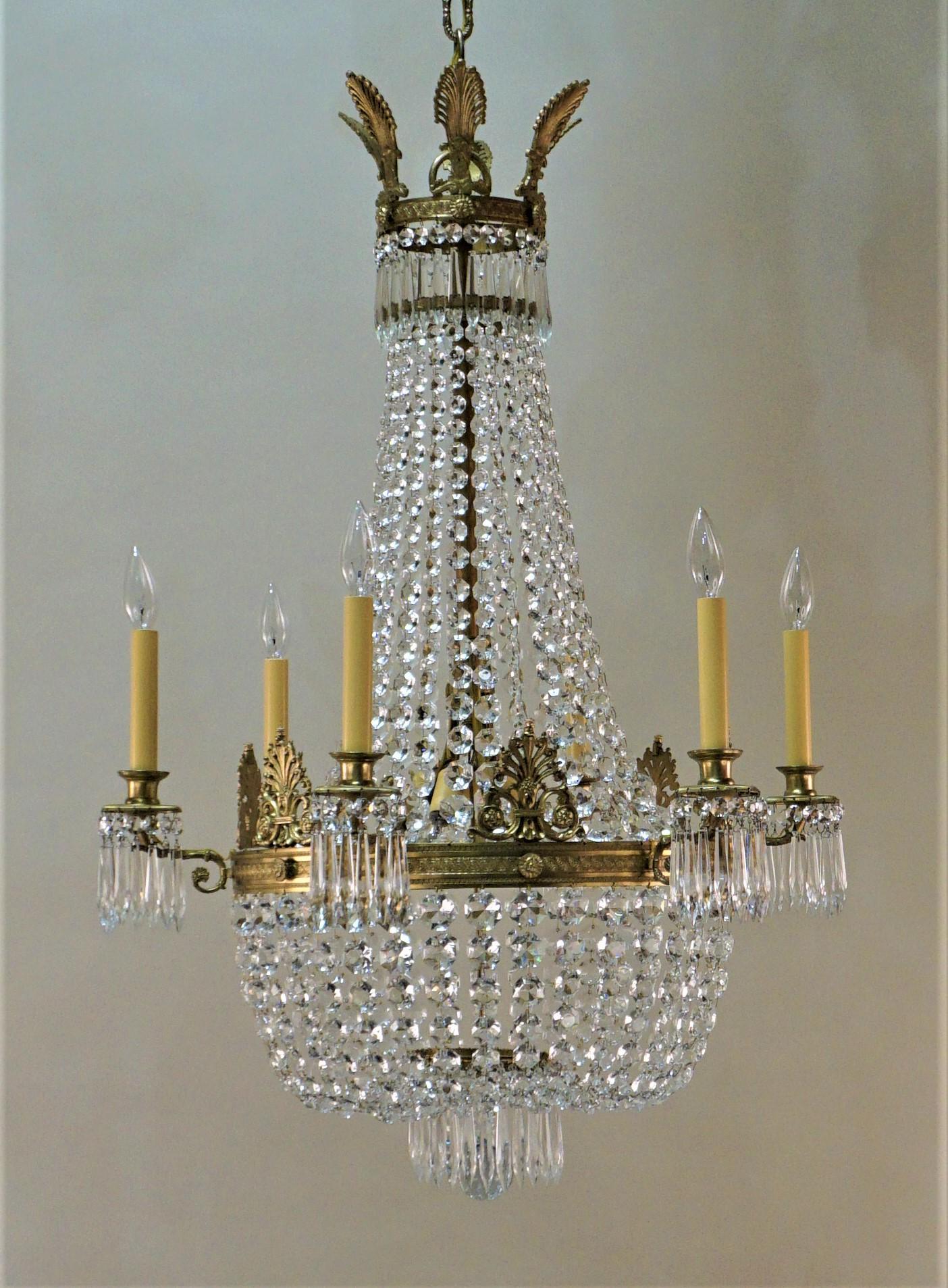 French Empire Style Bronze and Crystal Chandelier 5