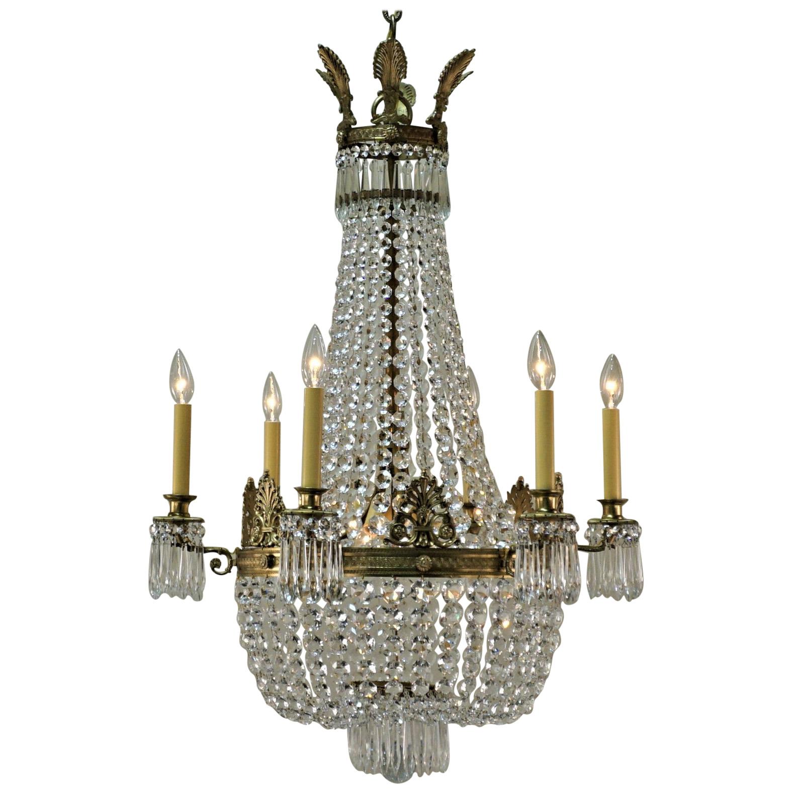 Magnificent French Empire Bronze and Crystal Chandelier at 1stDibs