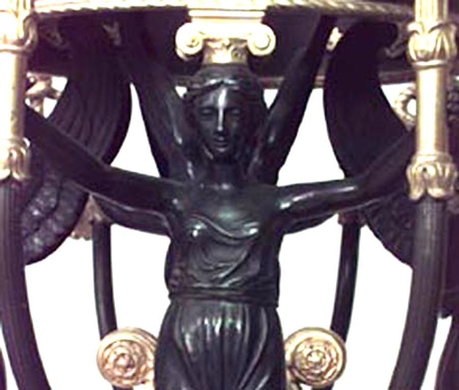 Gilt French Empire Style Bronze Dore Caryatid Chandelier For Sale