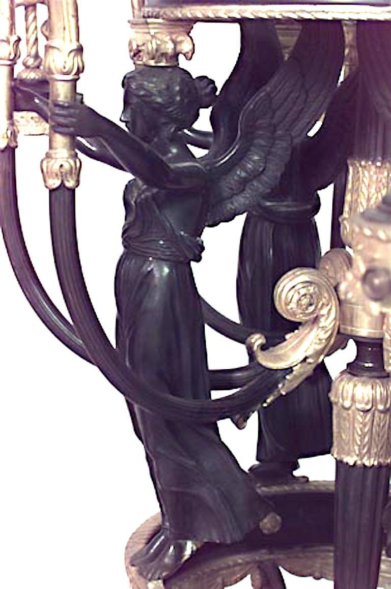 French Empire Style Bronze Dore Caryatid Chandelier In Good Condition For Sale In New York, NY
