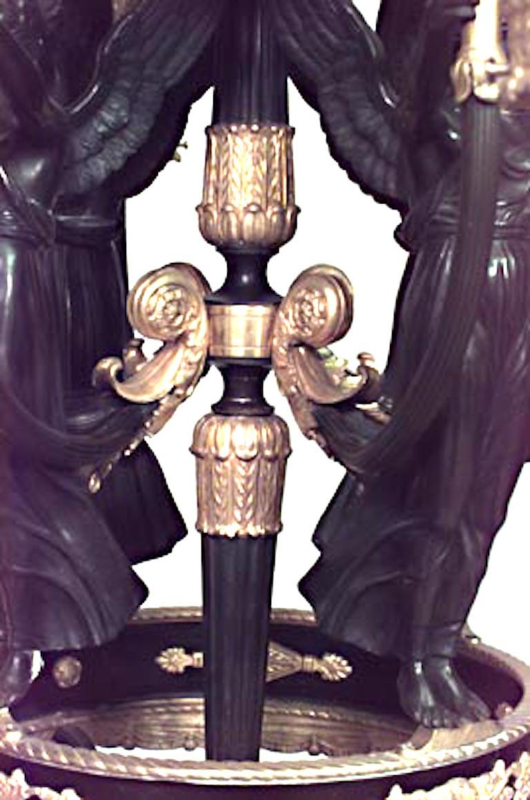 19th Century French Empire Style Bronze Dore Caryatid Chandelier For Sale