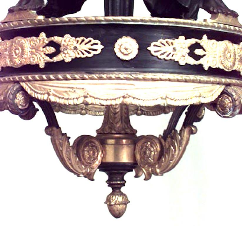 French Empire Style Bronze Dore Caryatid Chandelier For Sale 1