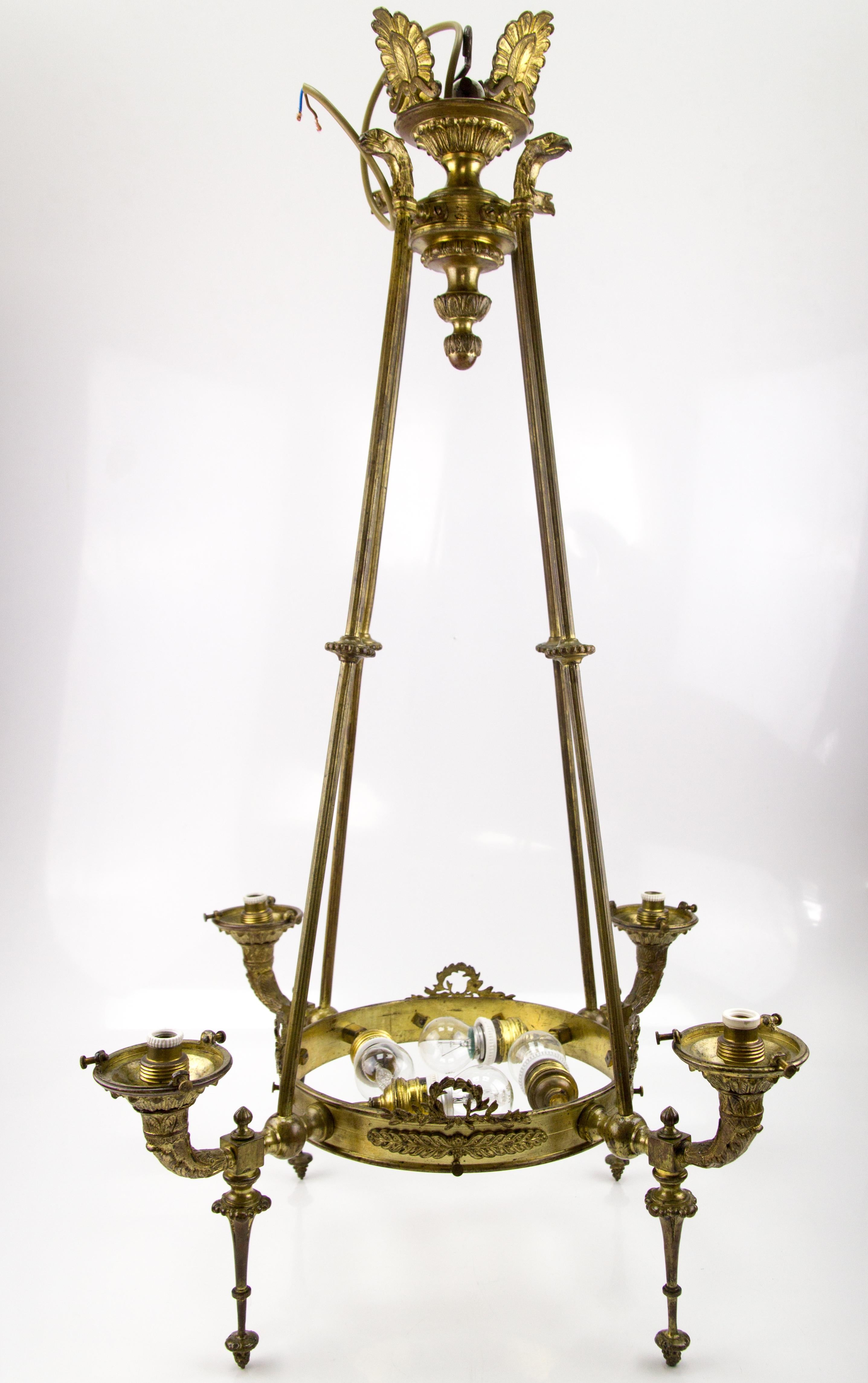 Antique Style French Bronze & Frosted Glass Chandelier, 1920s Antique Style French Bronze & Frosted Glass Chandelier, 1920s
