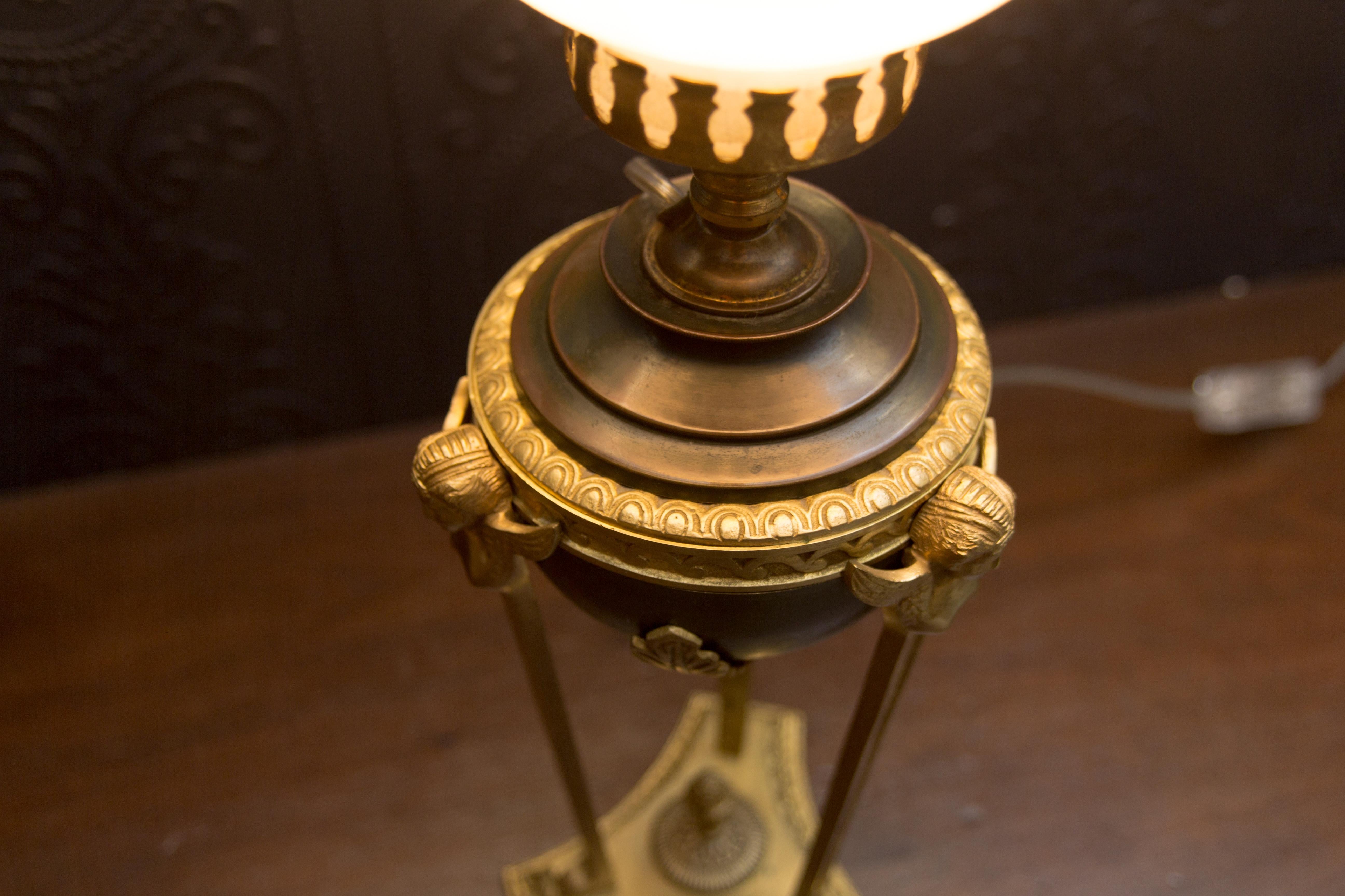 French Empire Style Bronze and Glass Table Lamp 12