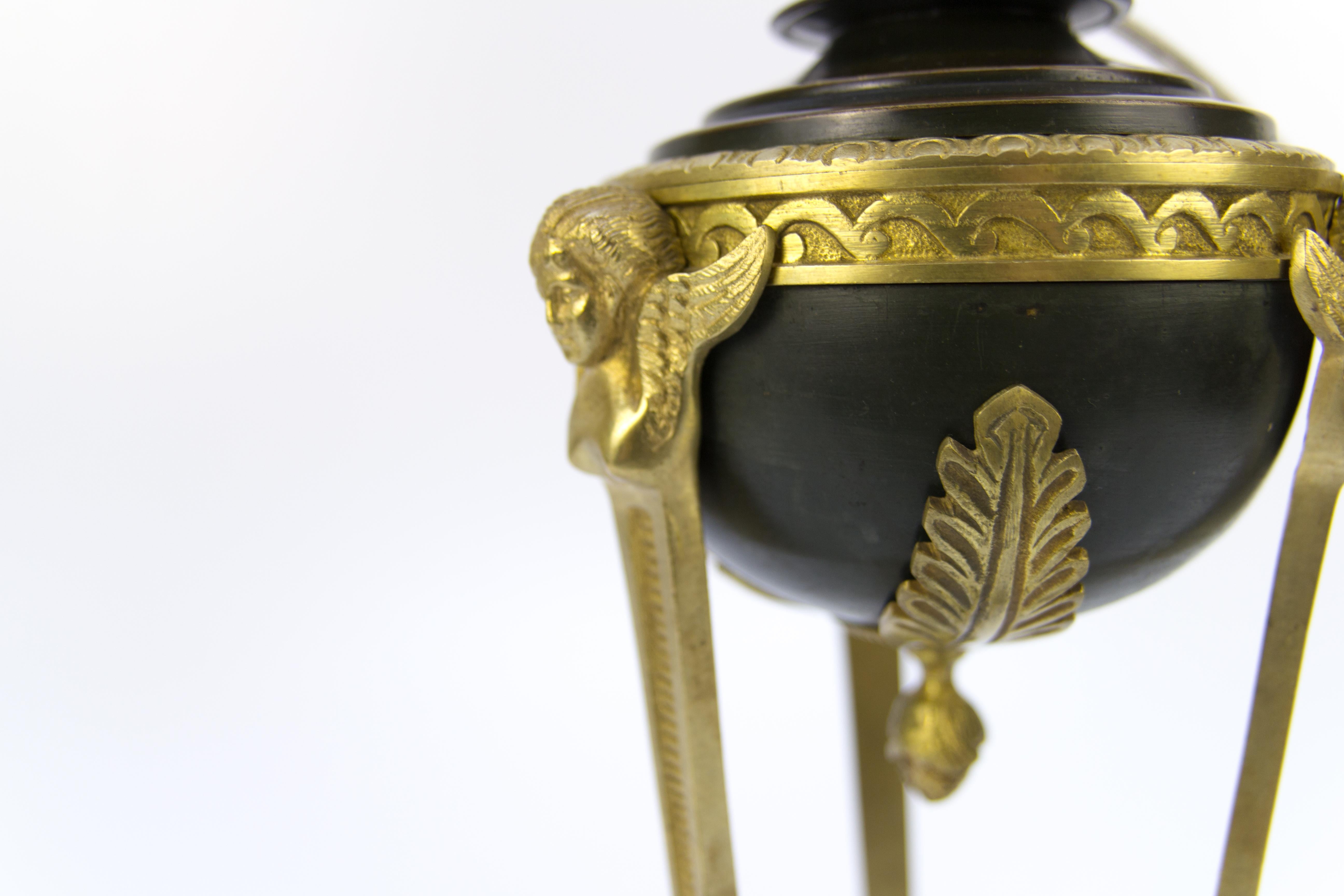 French Empire Style Bronze and Glass Table Lamp 2