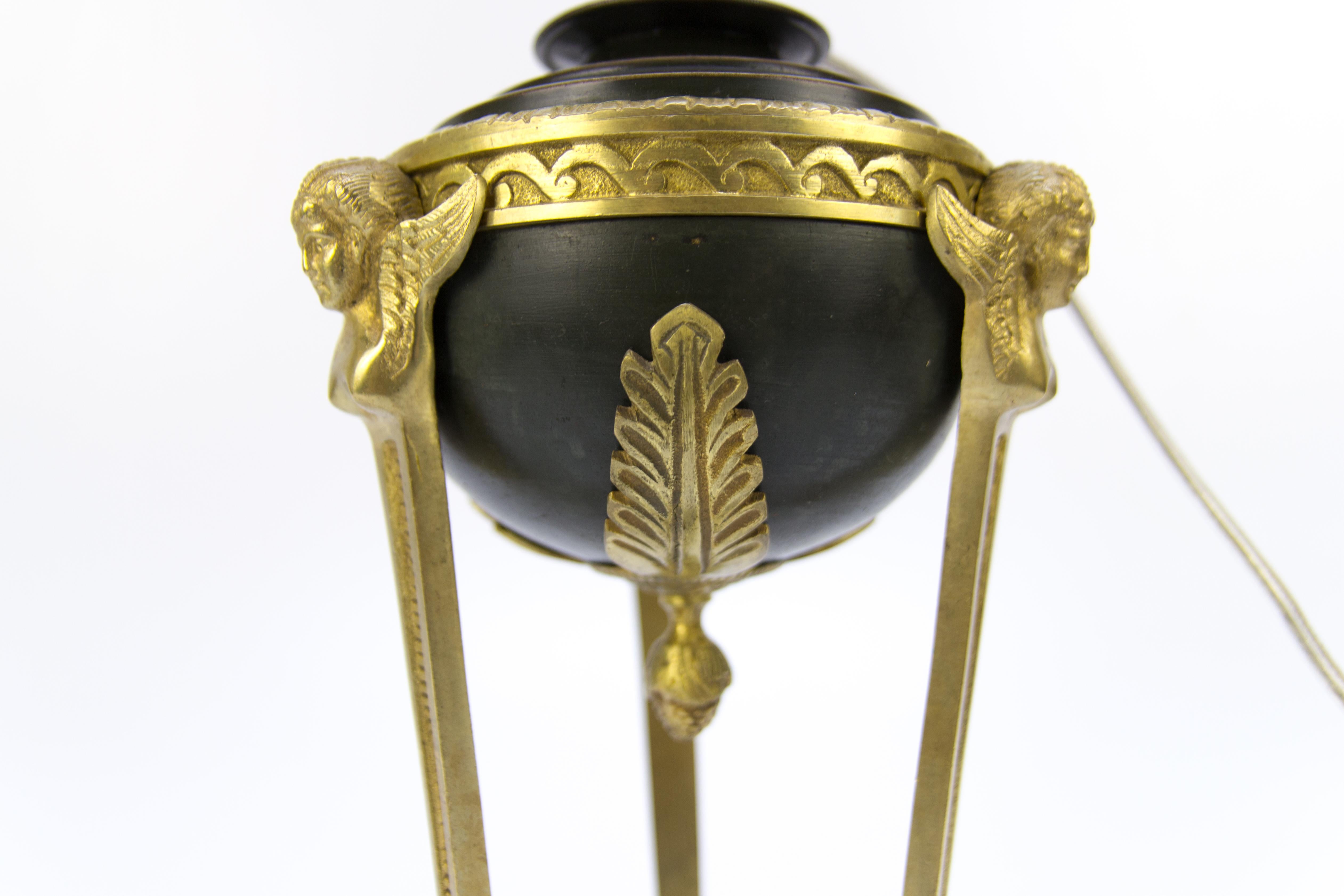 French Empire Style Bronze and Glass Table Lamp 3