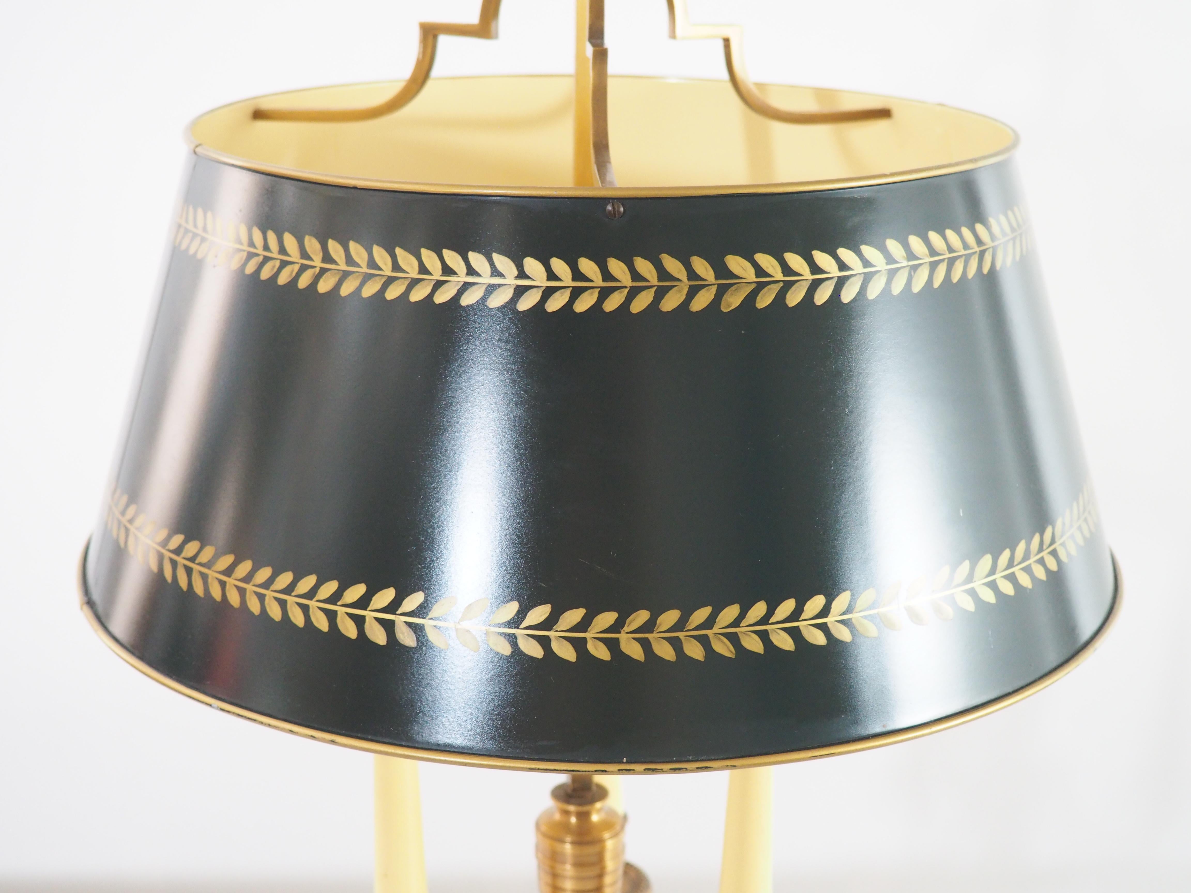 French Empire Style Bronze and Tole Bouillotte Lamp, circa 1970s 5