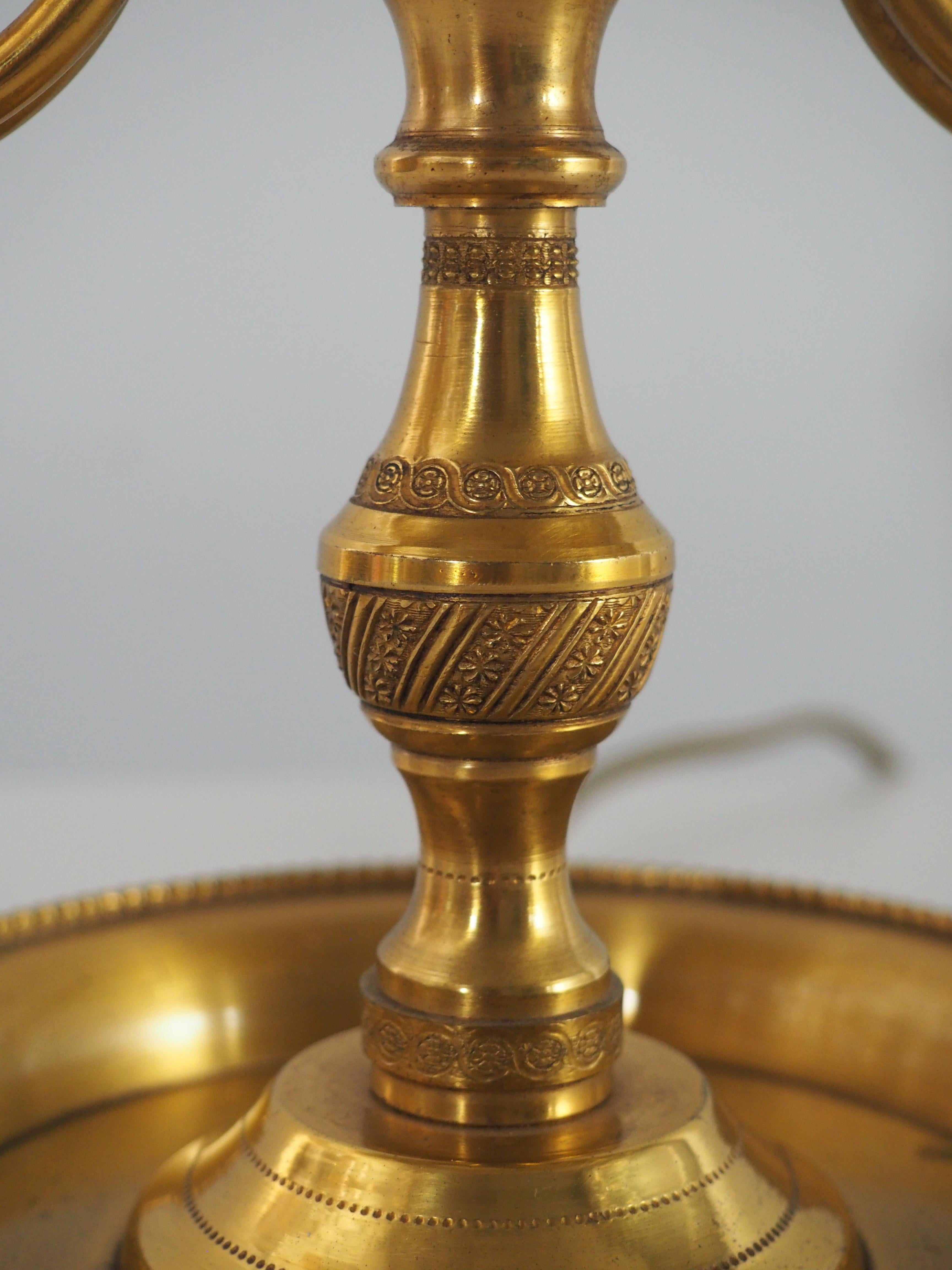 French Empire Style Bronze and Tole Bouillotte Lamp, circa 1970s 7