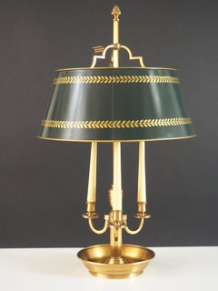 French Empire Style Bronze and Tole Bouillotte Lamp, circa 1970s