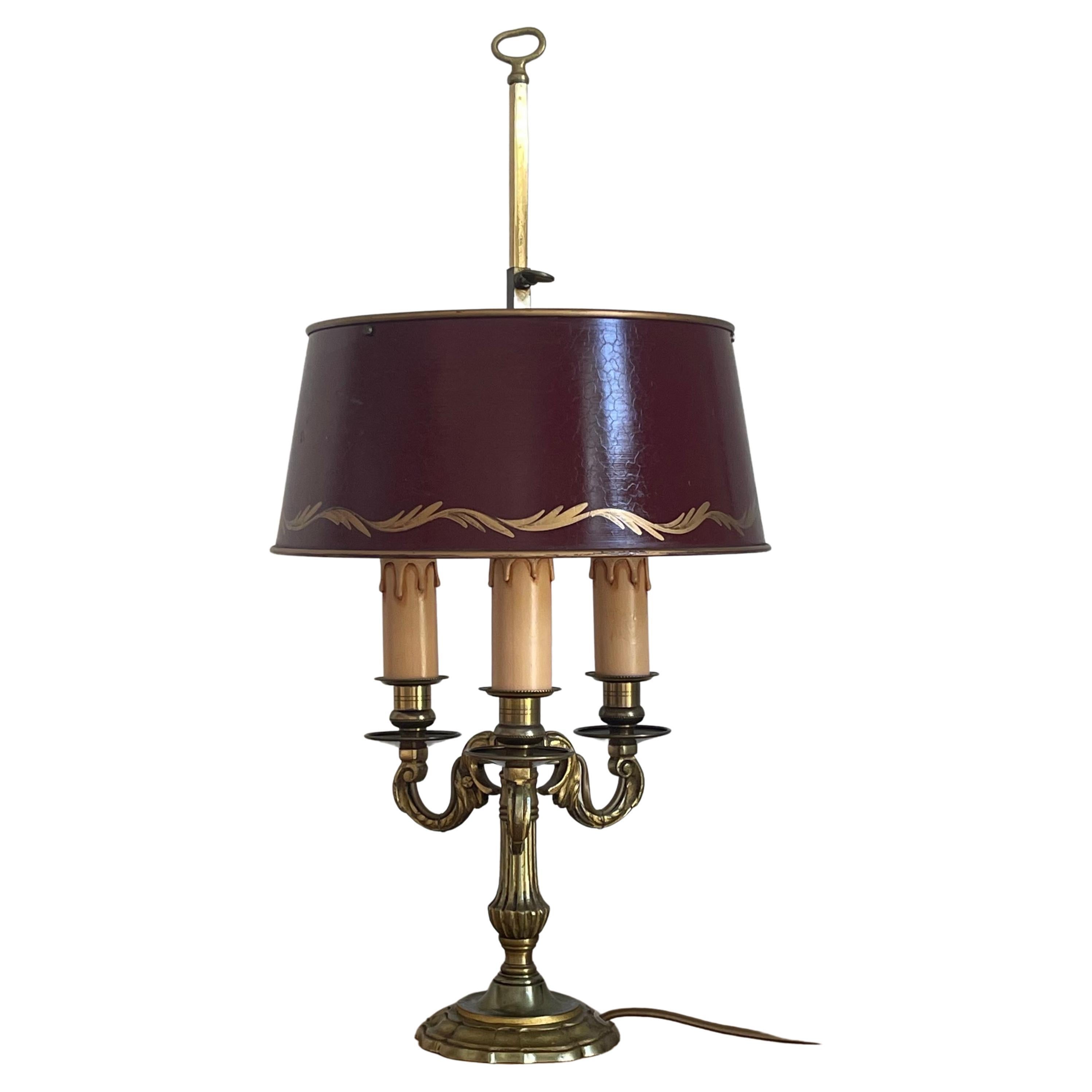 French Empire Style Bronze and Tole Bouillotte Lamp, circa 1970s In Excellent Condition In Wiesbaden, Hessen