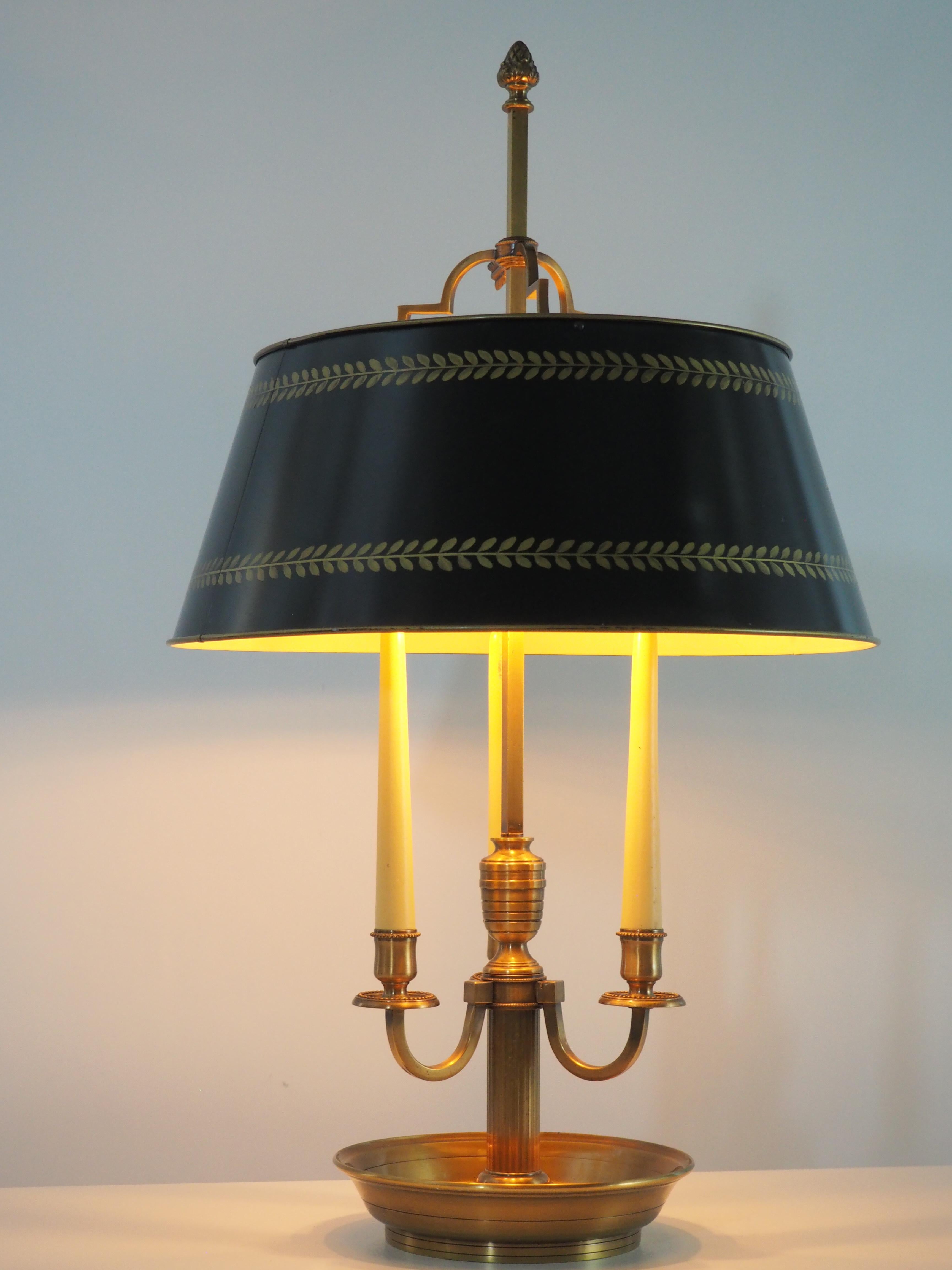 Late 20th Century French Empire Style Bronze and Tole Bouillotte Lamp, circa 1970s