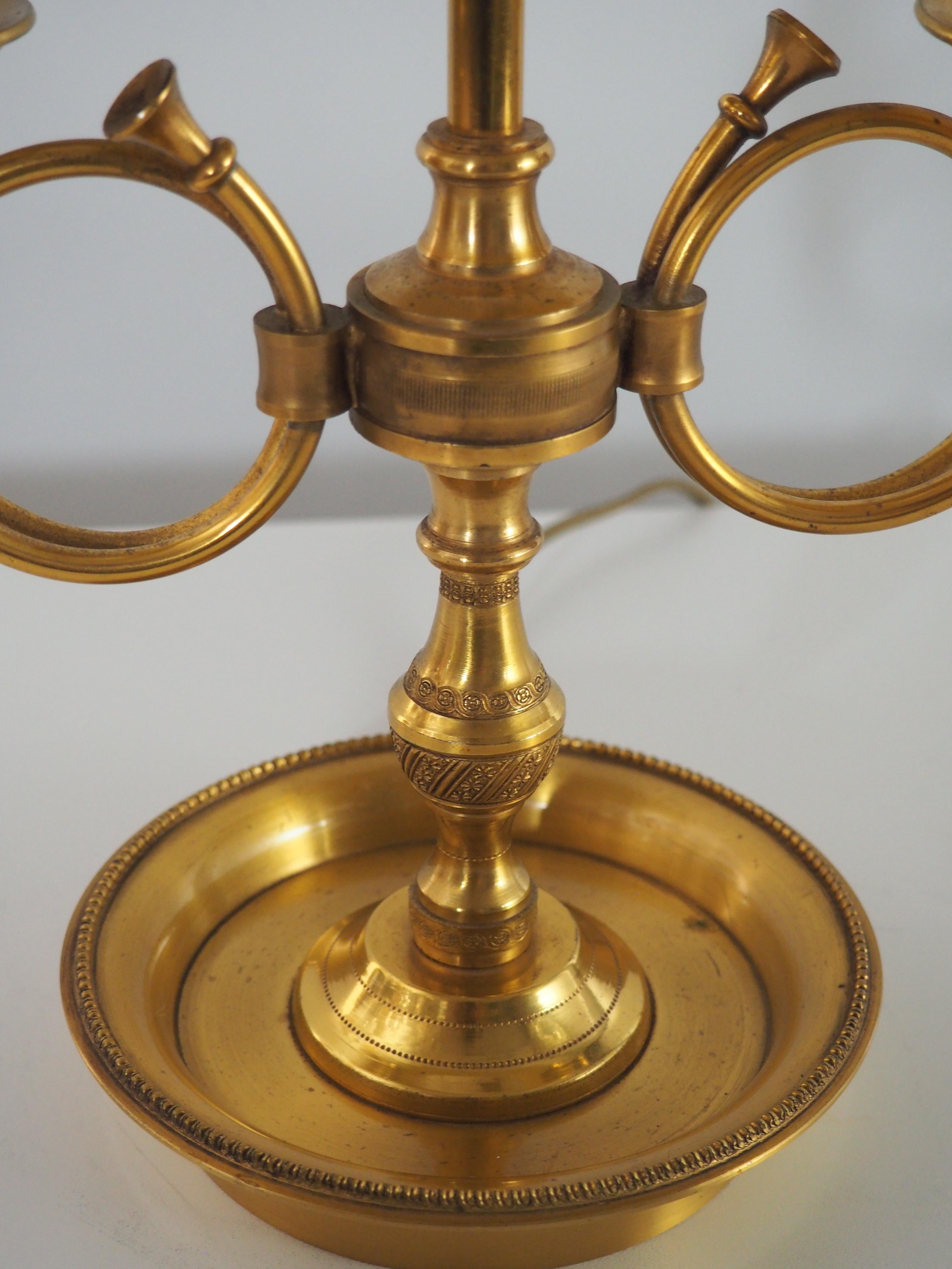 French Empire Style Bronze and Tole Bouillotte Lamp, circa 1970s 4