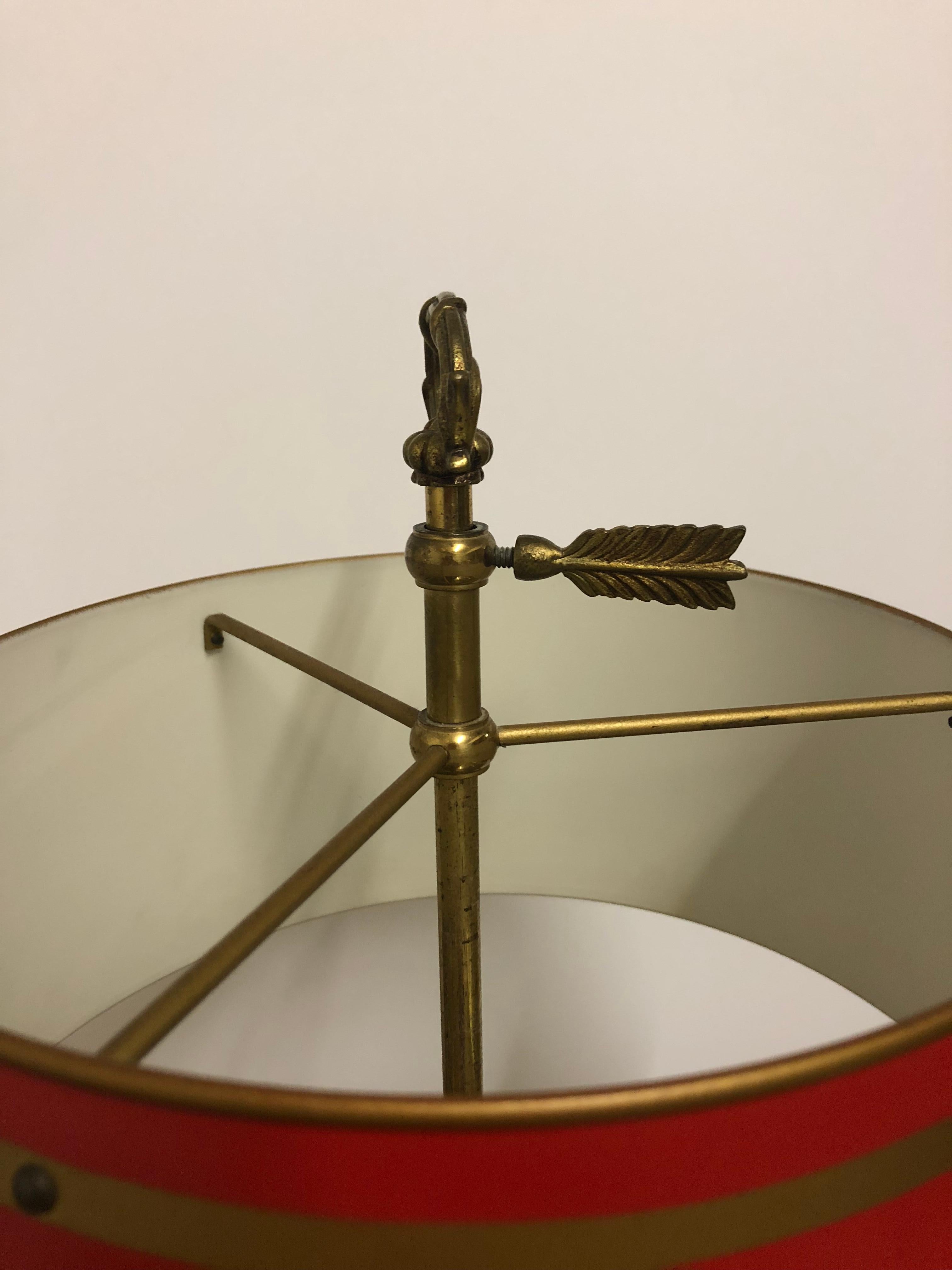 Mid-20th Century French Empire Style Bronze and Tole Bouillotte Lamp