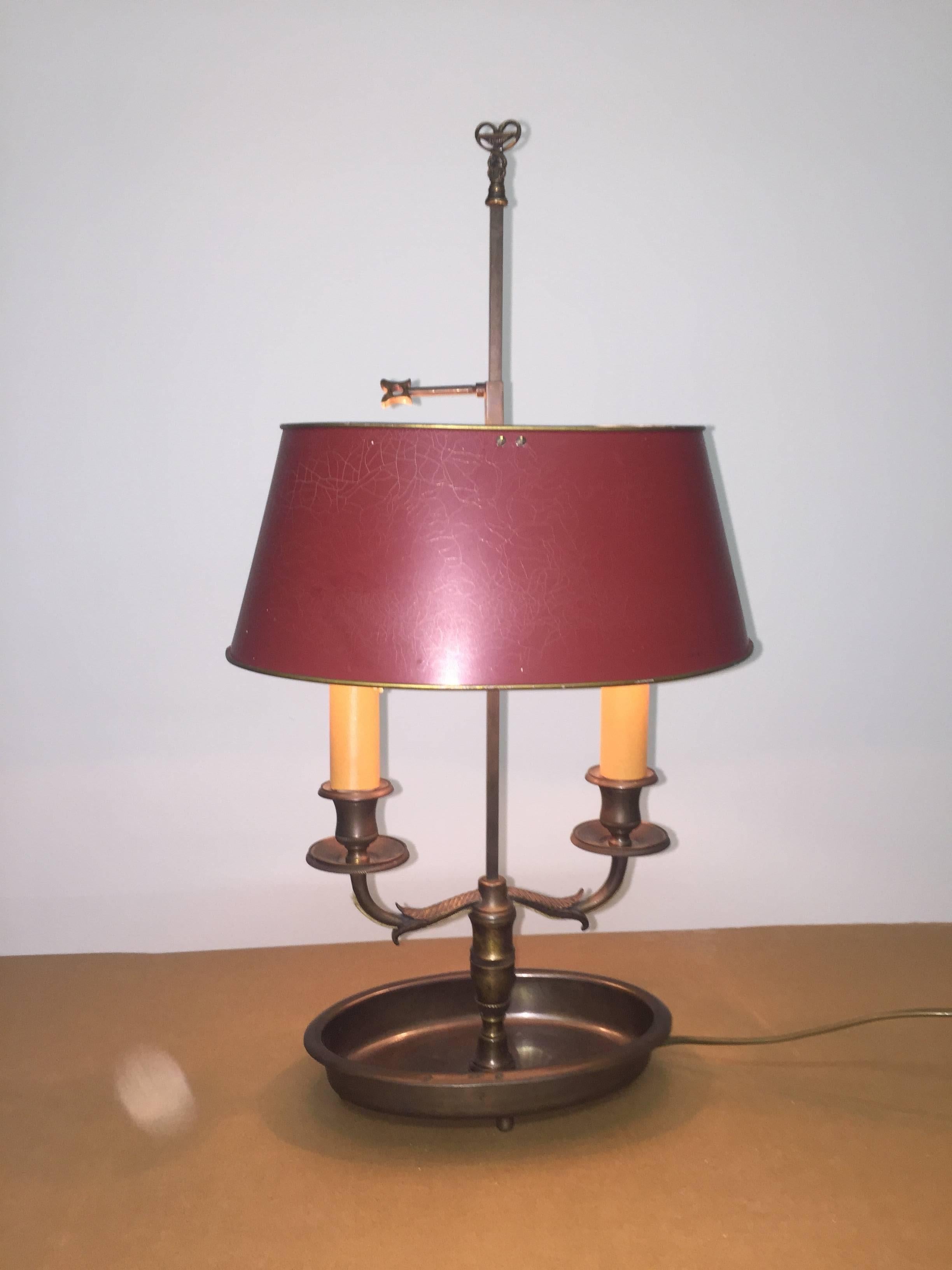 Early 20th Century French Empire Style Bronze and Tole Bouillotte Lamp