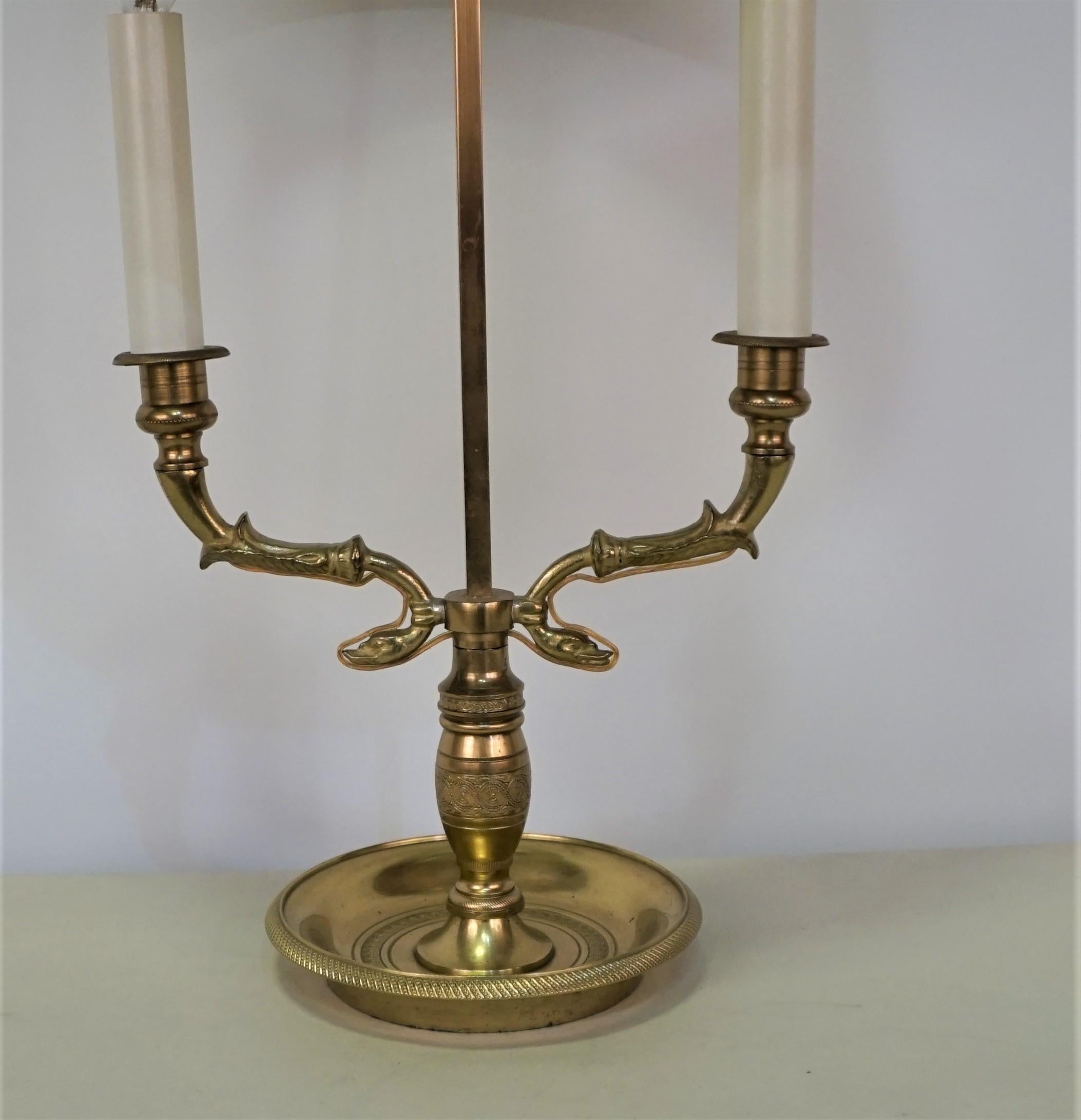 French Empire Style Bronze Bouillotte Desk-Table Lamp In Good Condition In Fairfax, VA