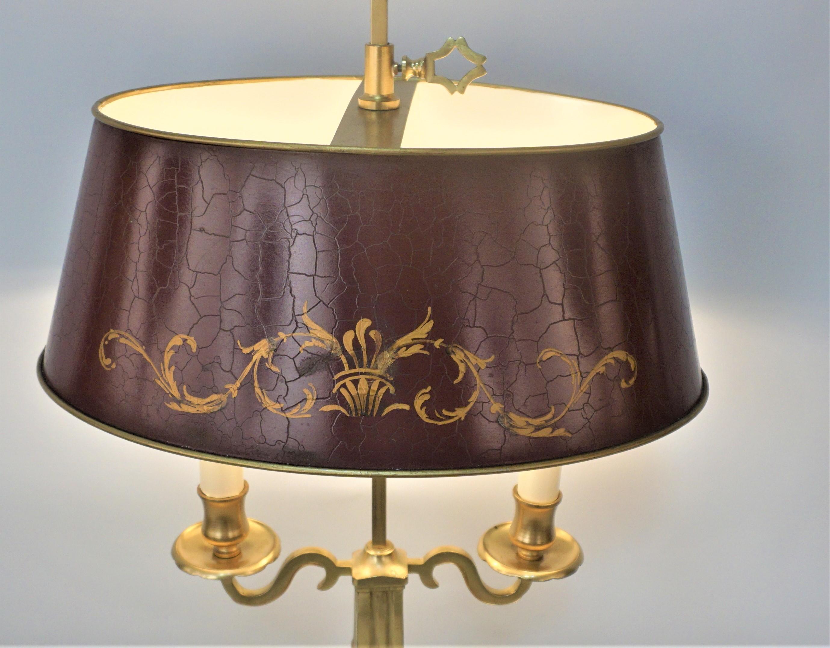 French Empire Style Bronze Bouillotte Table/Desk Lamp In Good Condition In Fairfax, VA