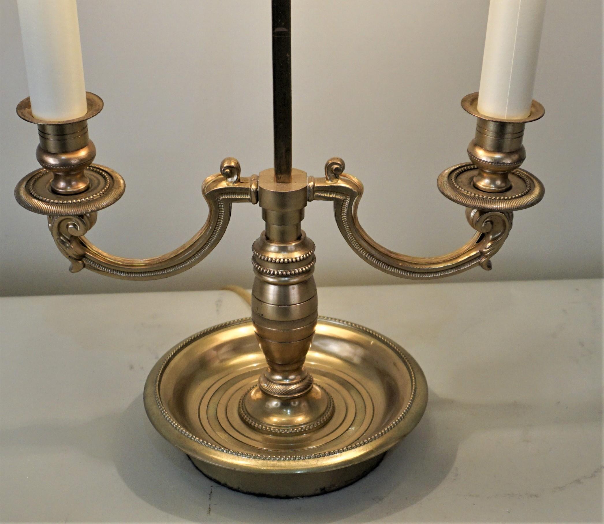 French Empire Style Bronze Bouillotte Table Lamp-Desk Lamp In Good Condition In Fairfax, VA