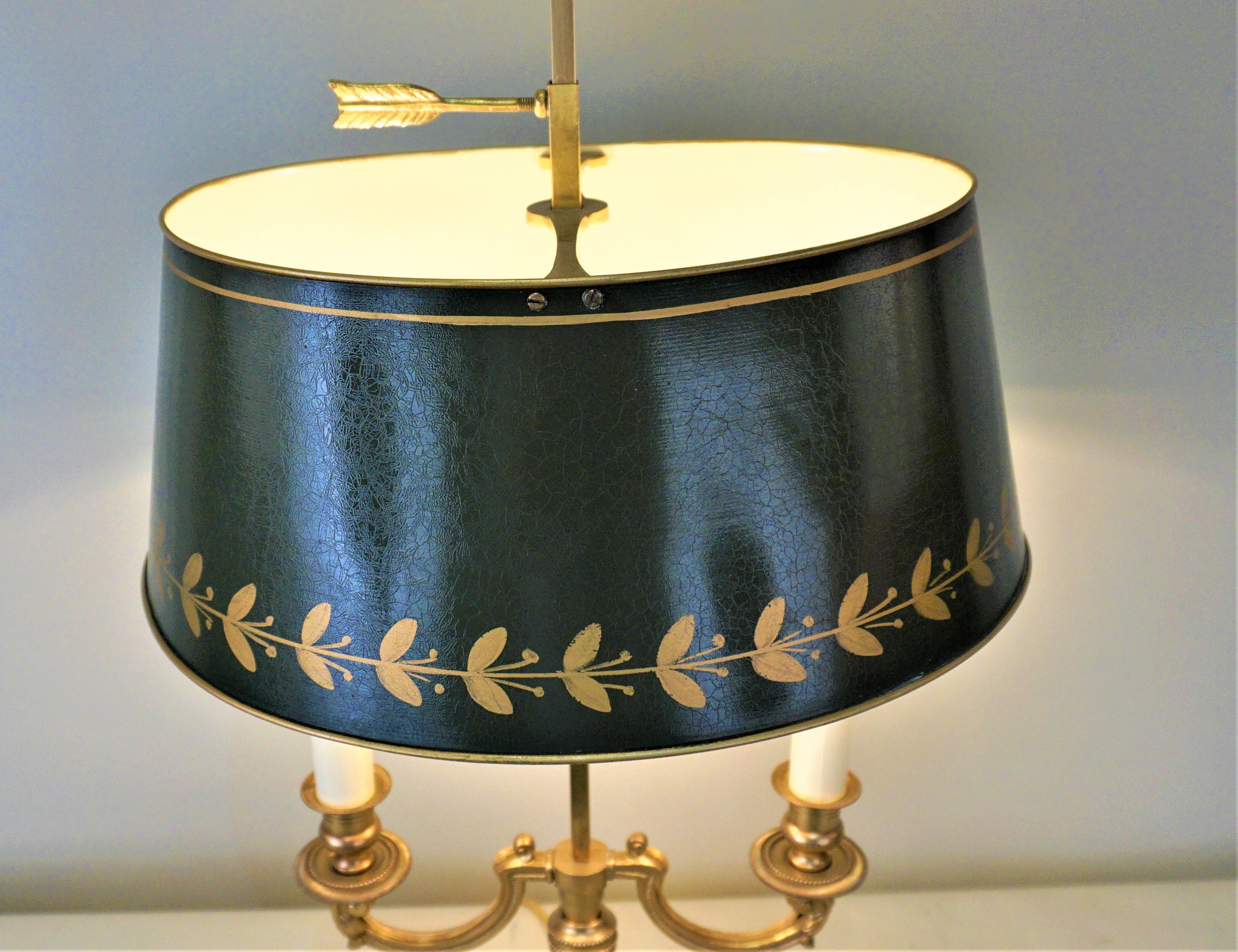 Mid-20th Century French Empire Style Bronze Bouillotte Table Lamp-Desk Lamp