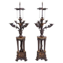 Candelabros de Bronce Estilo Imperio Francés como Lámparas, 2