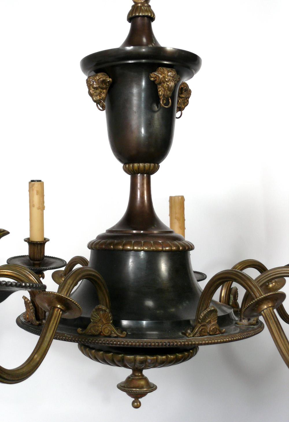 Metal French Empire Style Bronze Chandelier, circa 1930s