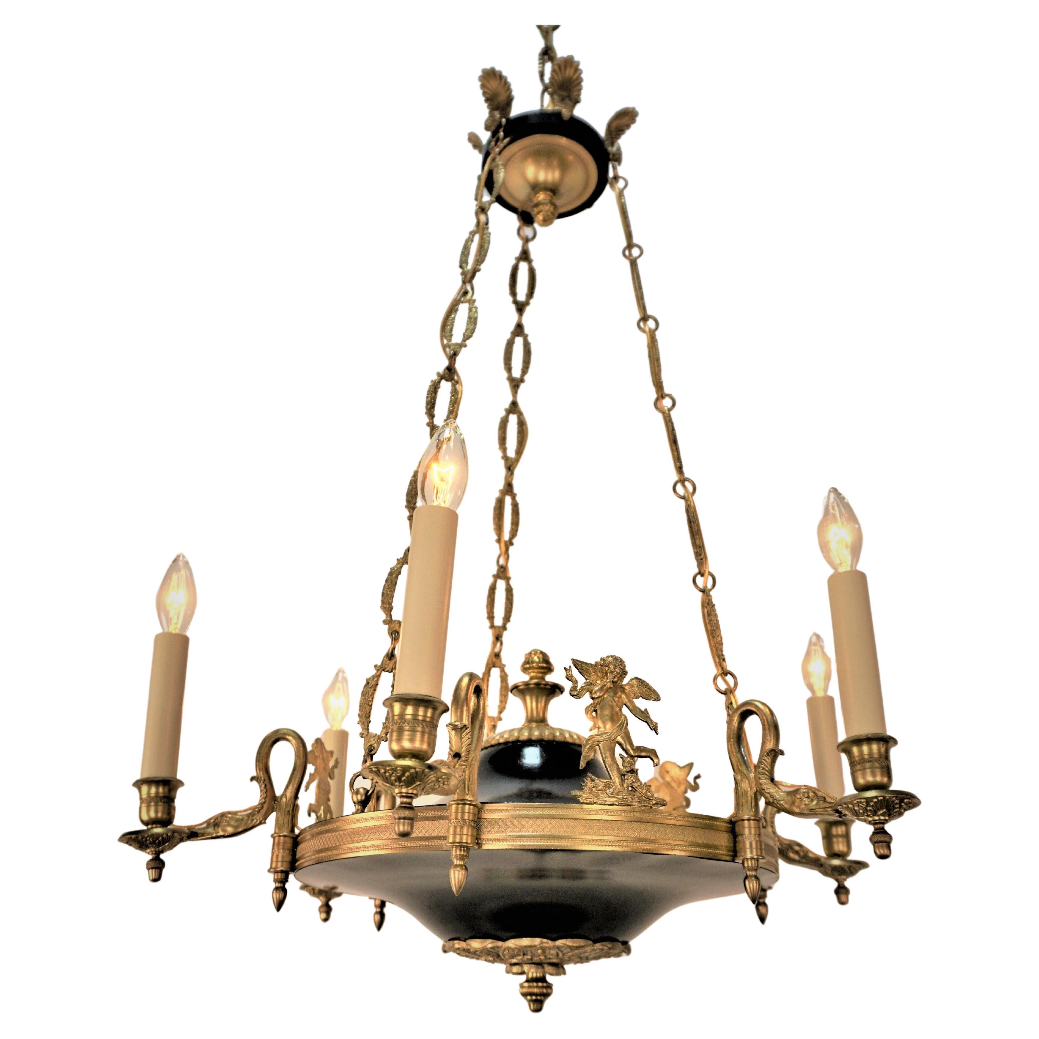 decorative French bronze chandelier in empire style For Sale at 1stDibs