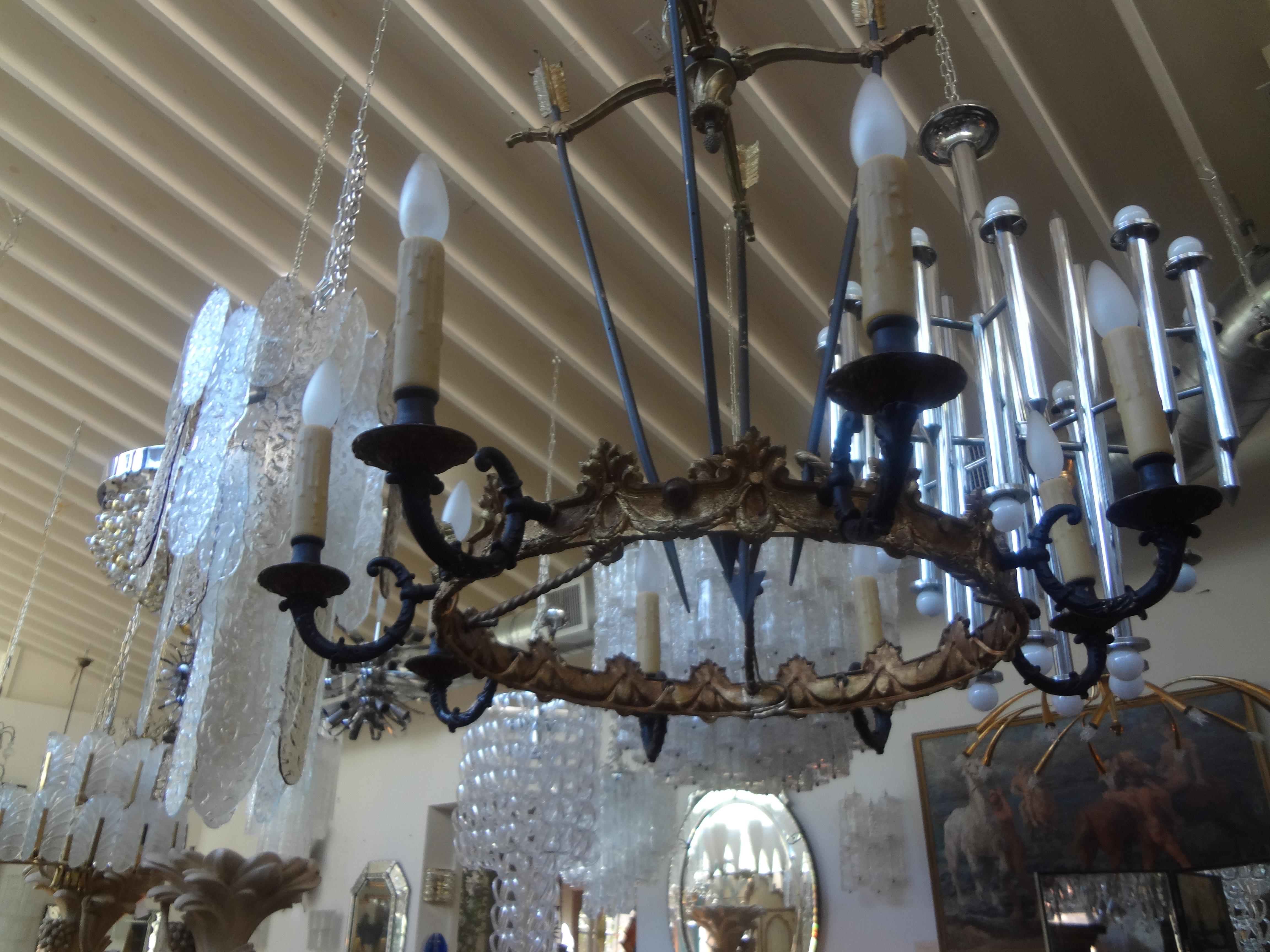 French Empire Style Bronze Chandelier With Arrows For Sale 4