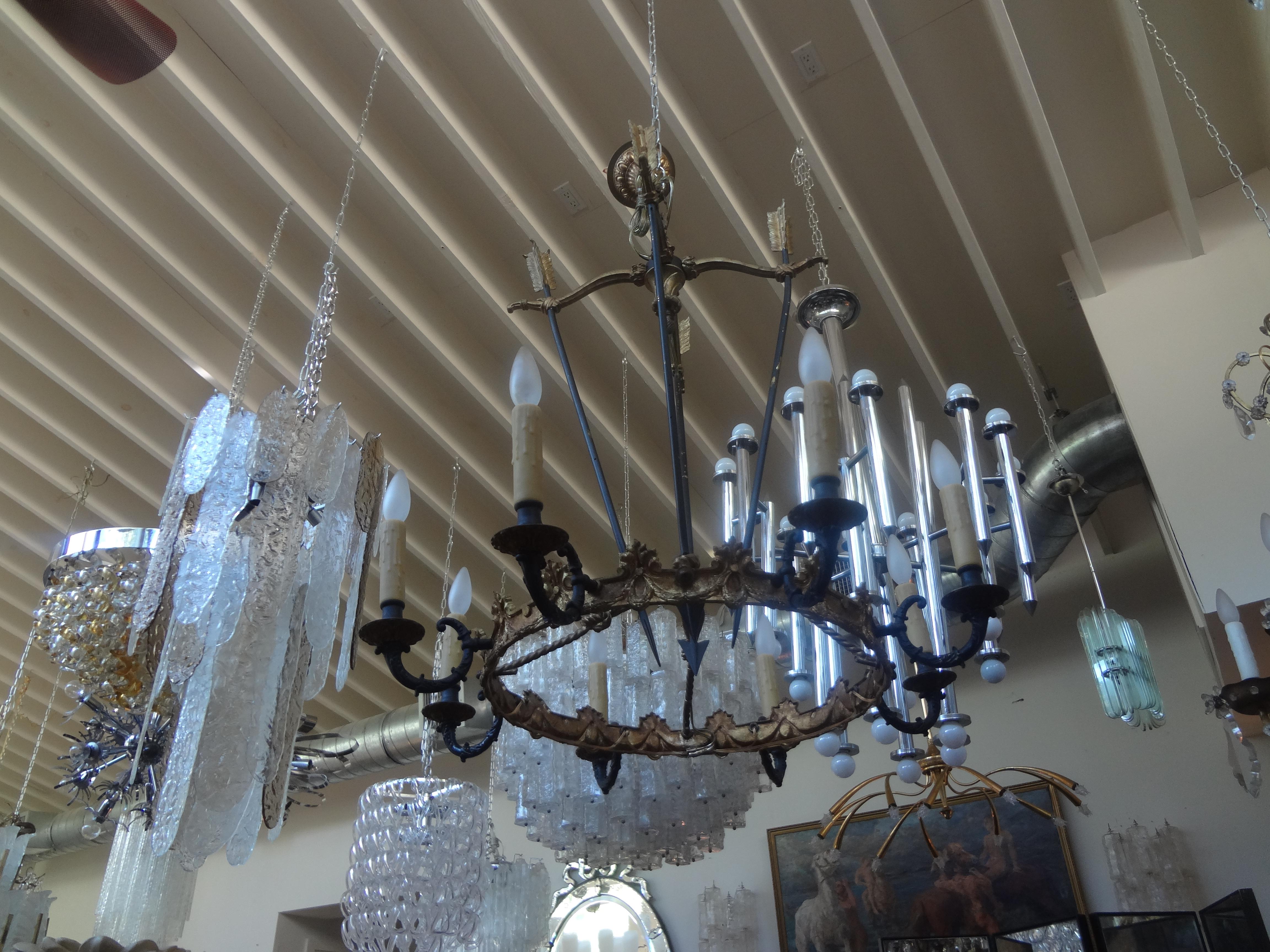 French Empire Style Bronze Chandelier With Arrows For Sale 7